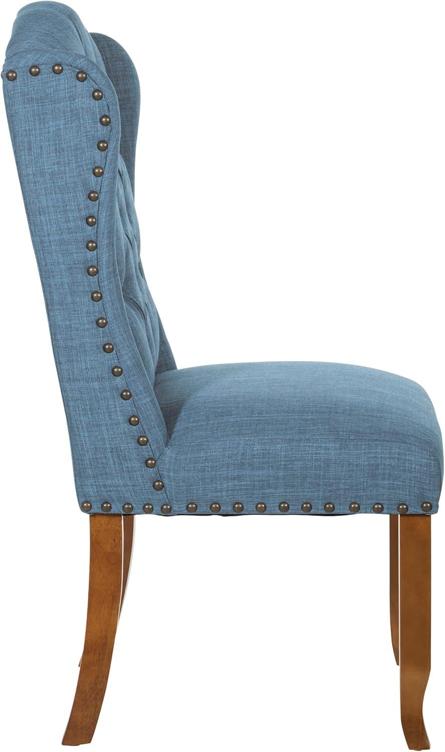 Jessica Tufted Wingback Dining Chair Navy - OSP Home Furnishings: Polyester Upholstery, Nailhead Trim, Solid Wood Legs