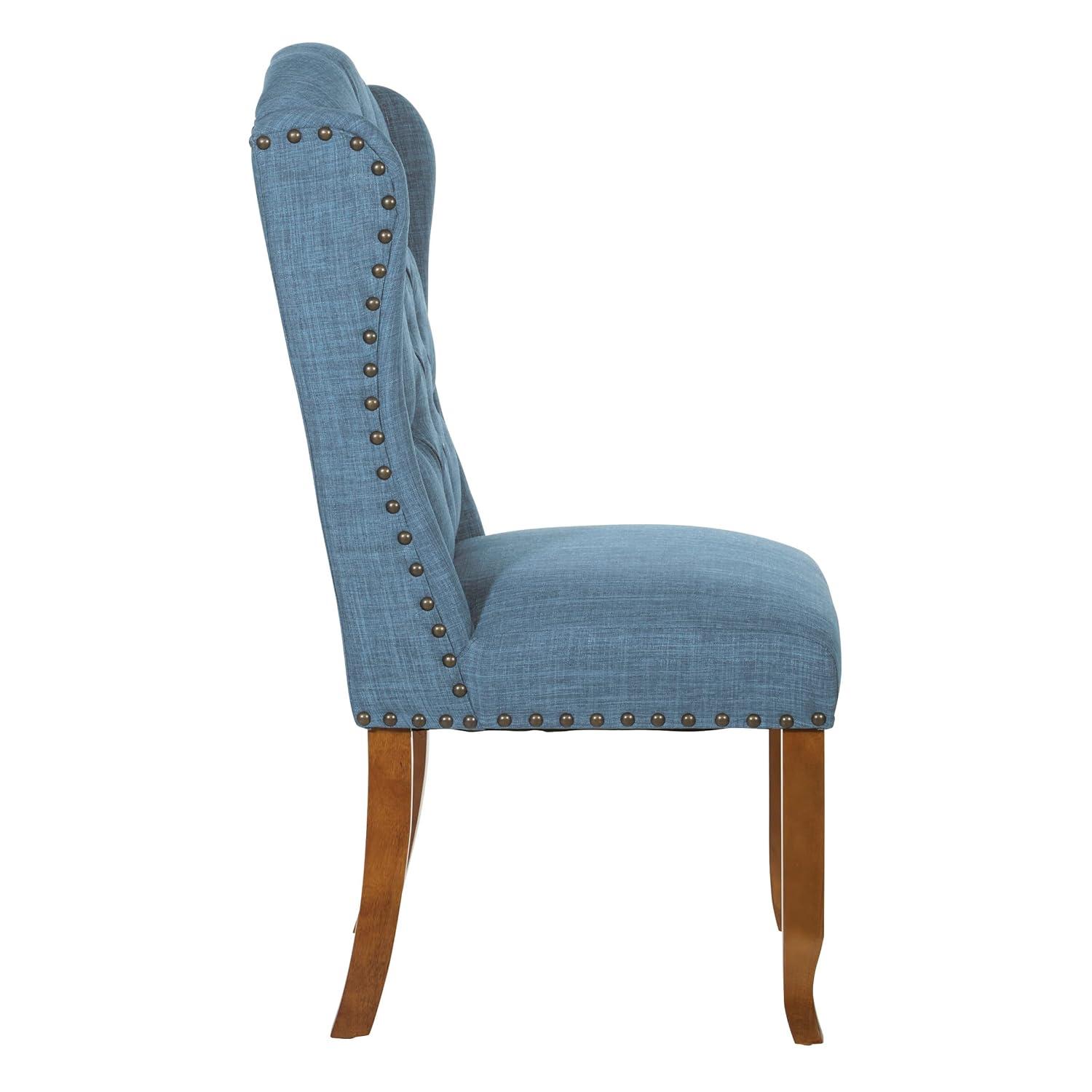 Jessica Tufted Wingback Dining Chair Navy - OSP Home Furnishings: Polyester Upholstery, Nailhead Trim, Solid Wood Legs