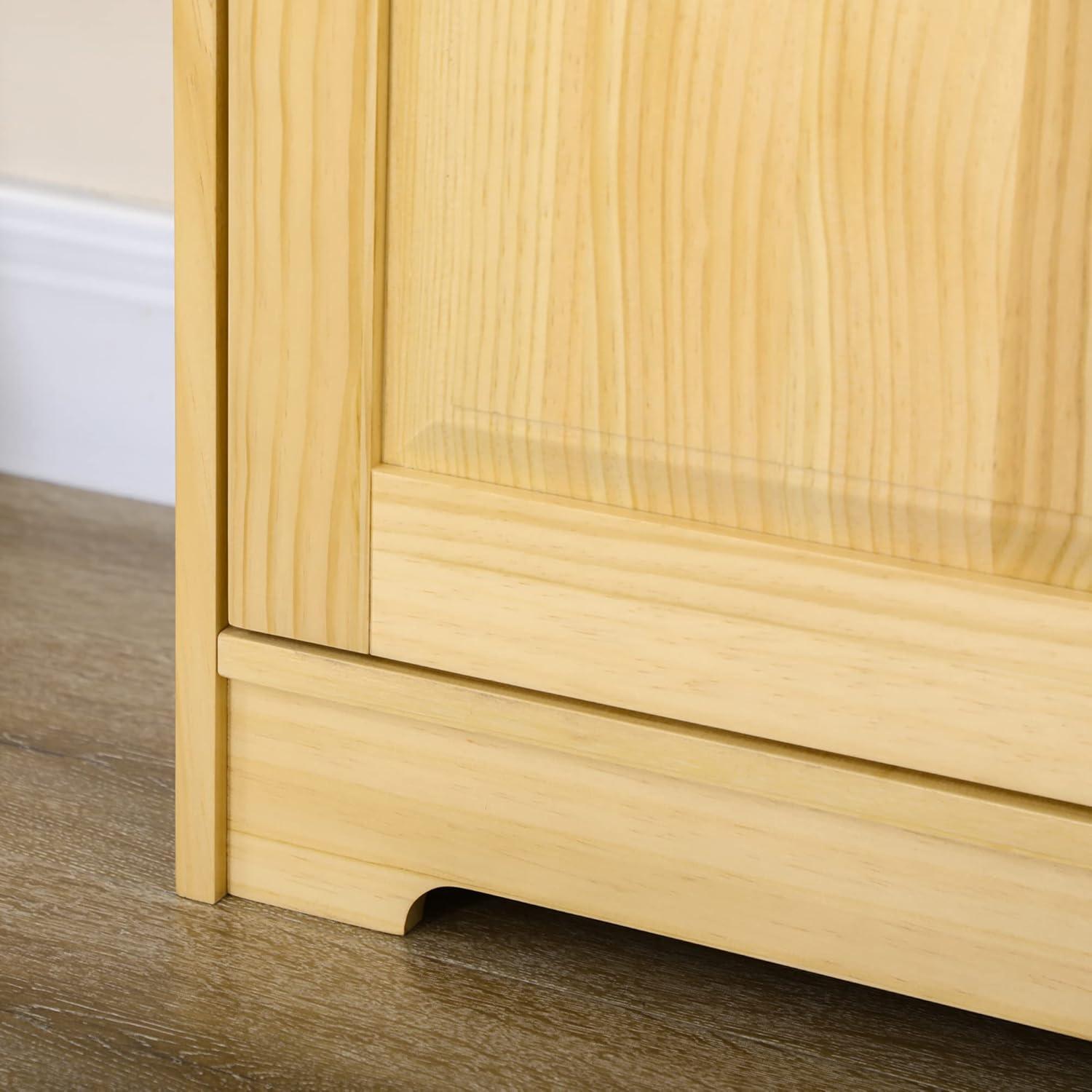 Ophelia & Co. 67" Pinewood Kitchen Pantry Storage Cabinet, Freestanding Cabinets With Doors And Shelf Adjustability