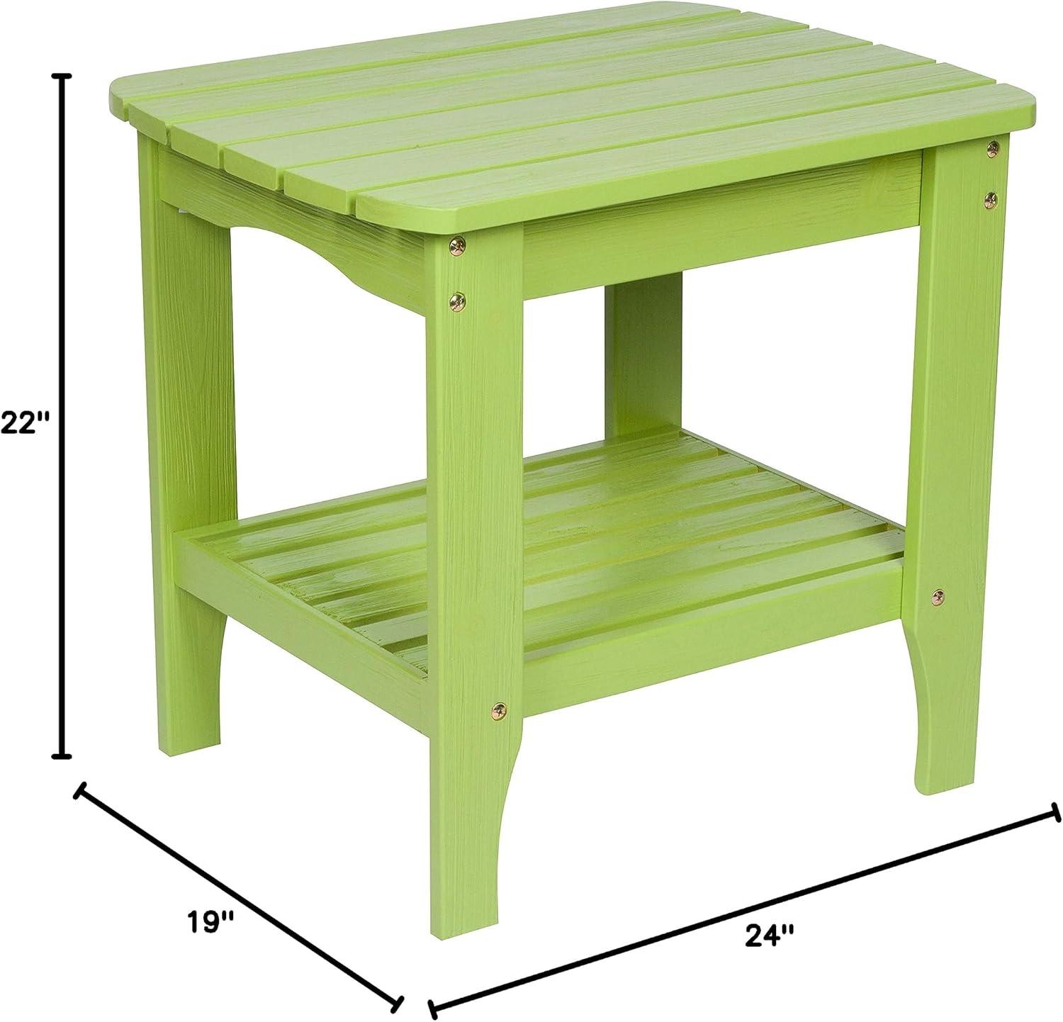 Shine Company Rectangular Traditional Wood Indoor/Outdoor Side Table in Green