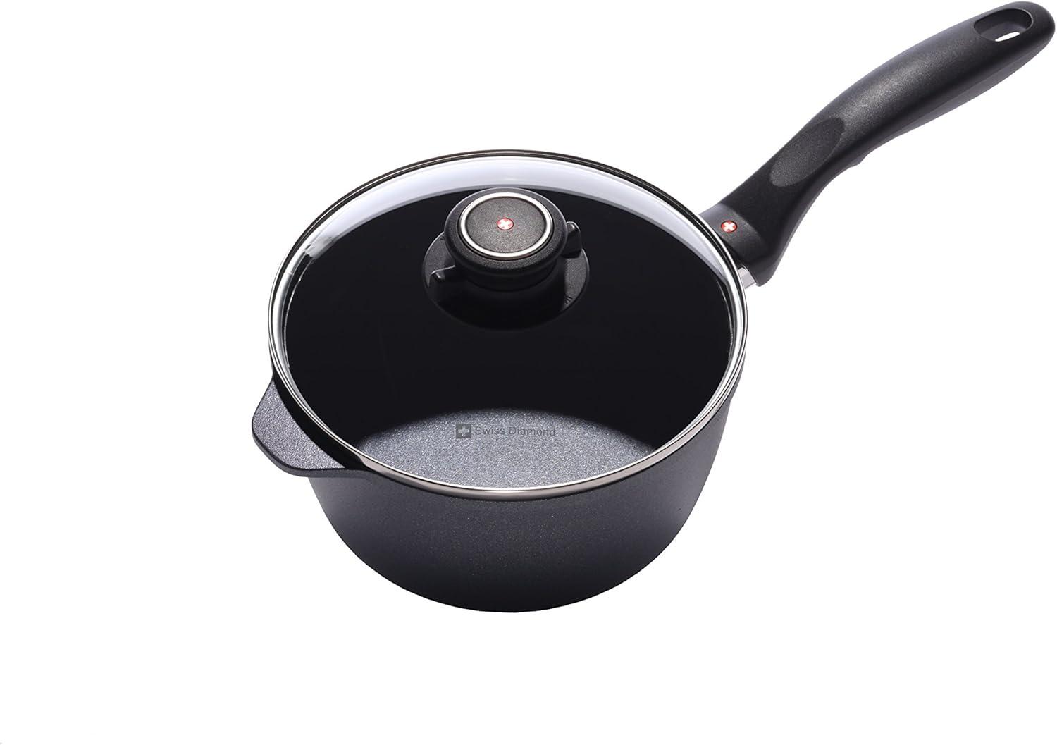 Swiss Diamond 2.2 Quart Nonstick Aluminum Saucepan with Lid