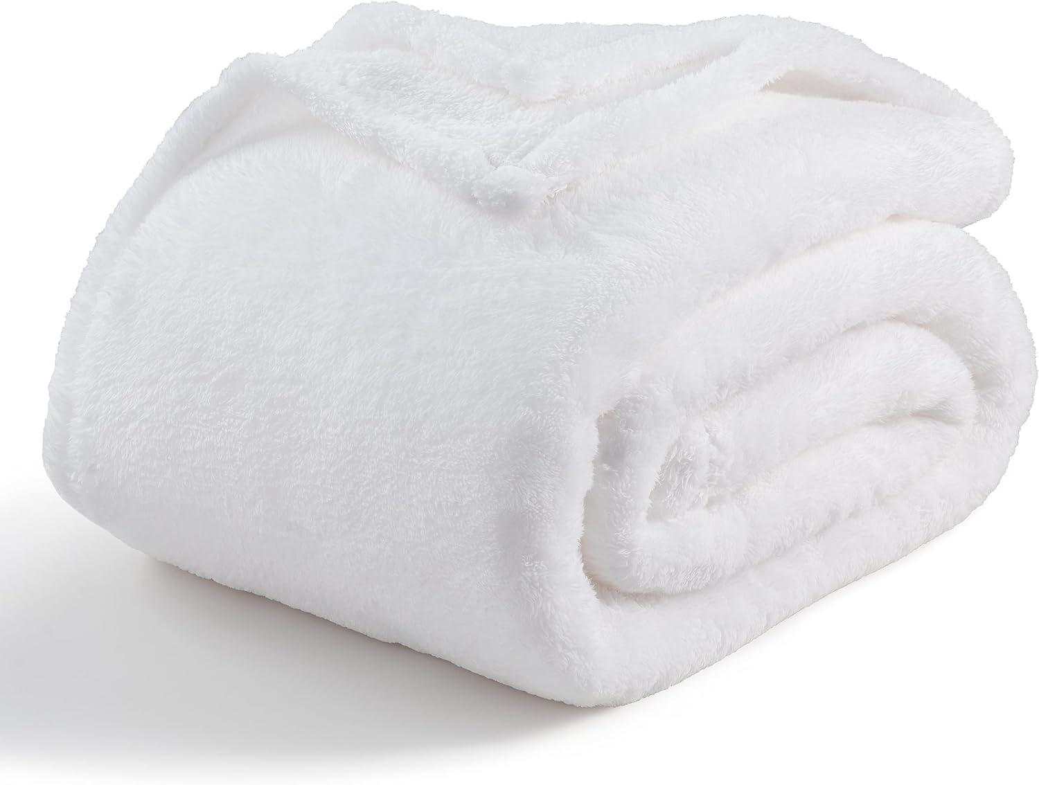 King Size True White Extra-Fluffy Plush Blanket