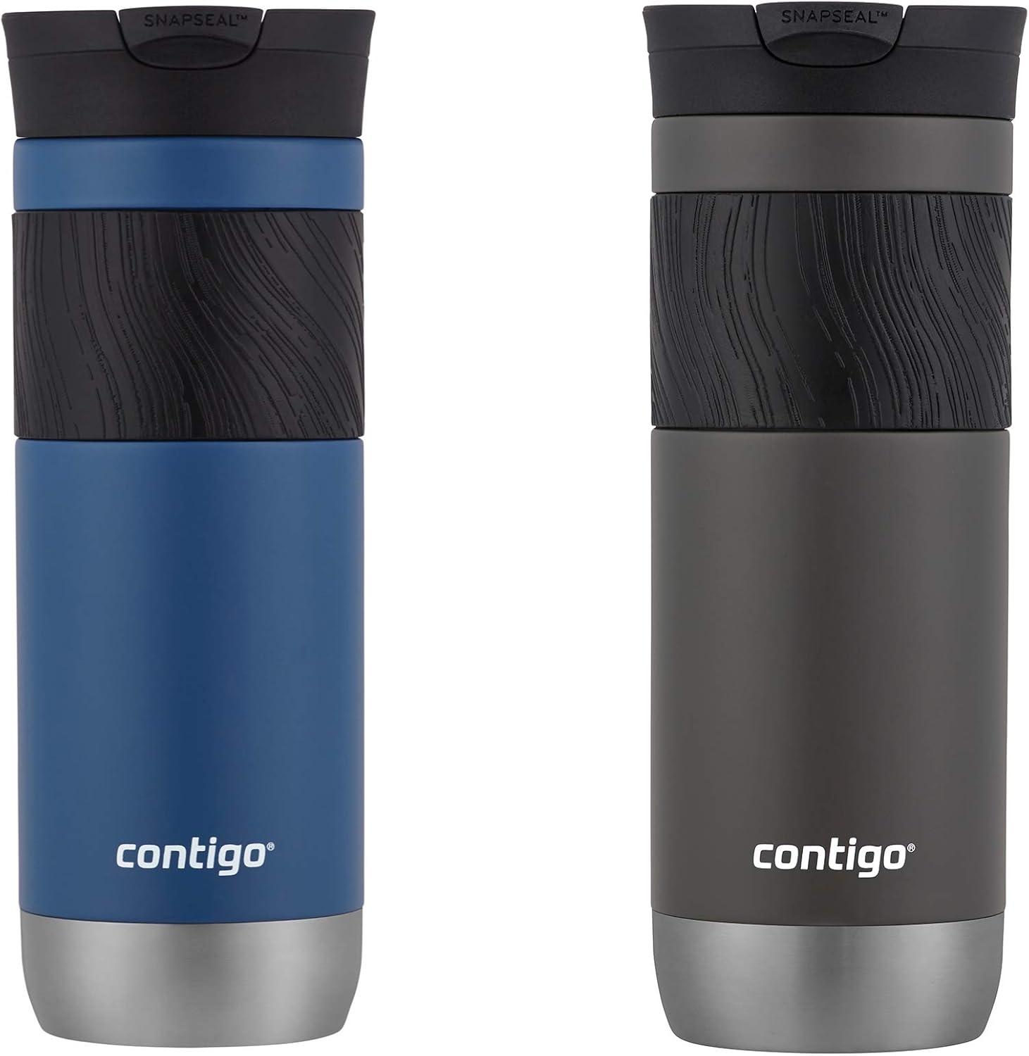 Contigo Byron 2.0 Stainless Steel Travel Mug with SNAPSEAL Lid and Grip, 20oz., 2 Pack