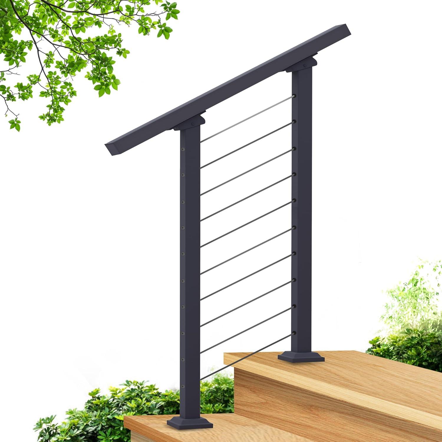 CR Home Hand Rails for Outdoor Steps for Porch, Deck, & Balcony Railing