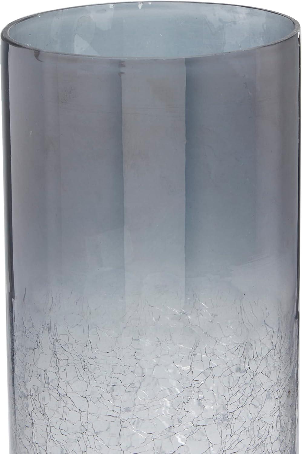 DecMode Silver Glass Handmade Turned Style Pillar Hurricane Lamp with Faux Mercury Glass Finish