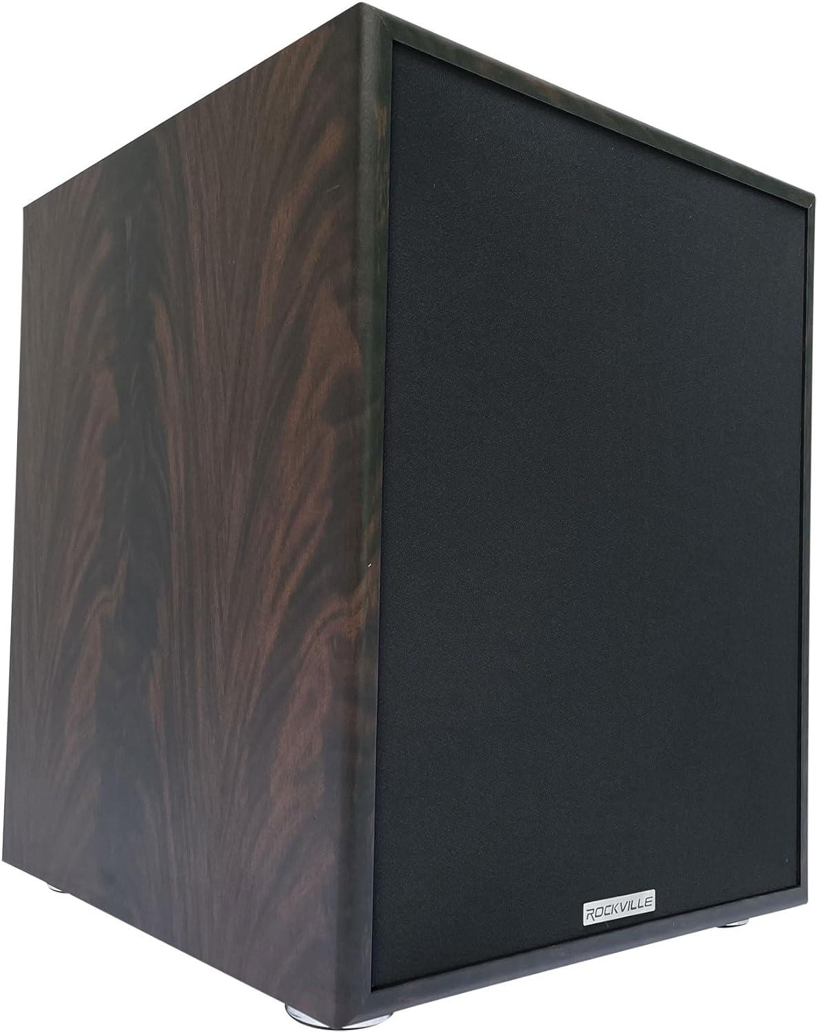 Rockville Rock Shaker Dark Wood 800w 12" Powered Home Theater Subwoofer Sub
