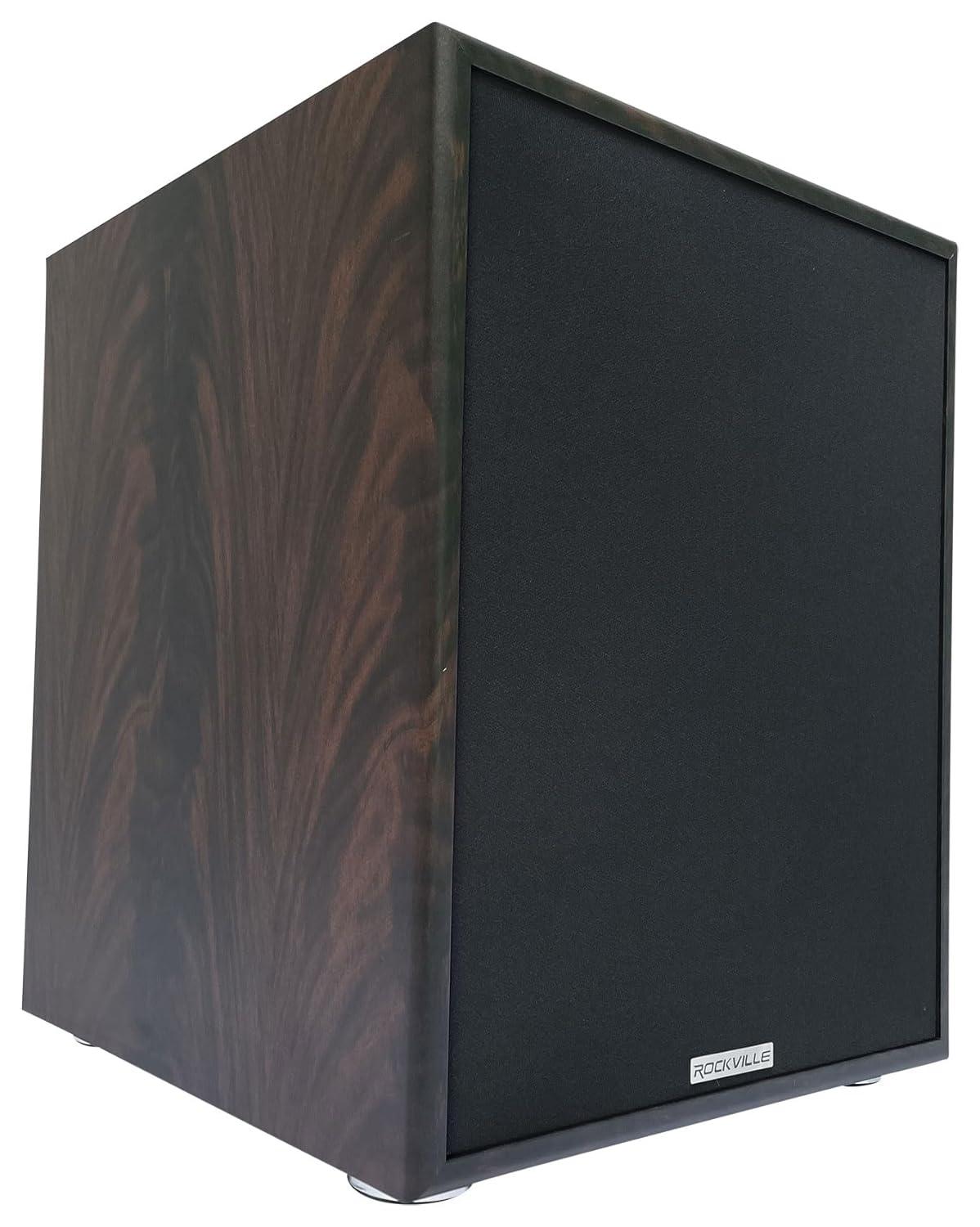Rockville Rock Shaker Dark Wood 800w 12" Powered Home Theater Subwoofer Sub