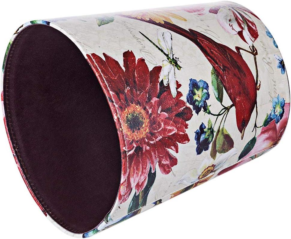 Retro Floral Pattern Waterproof Cylindrical Trash Can