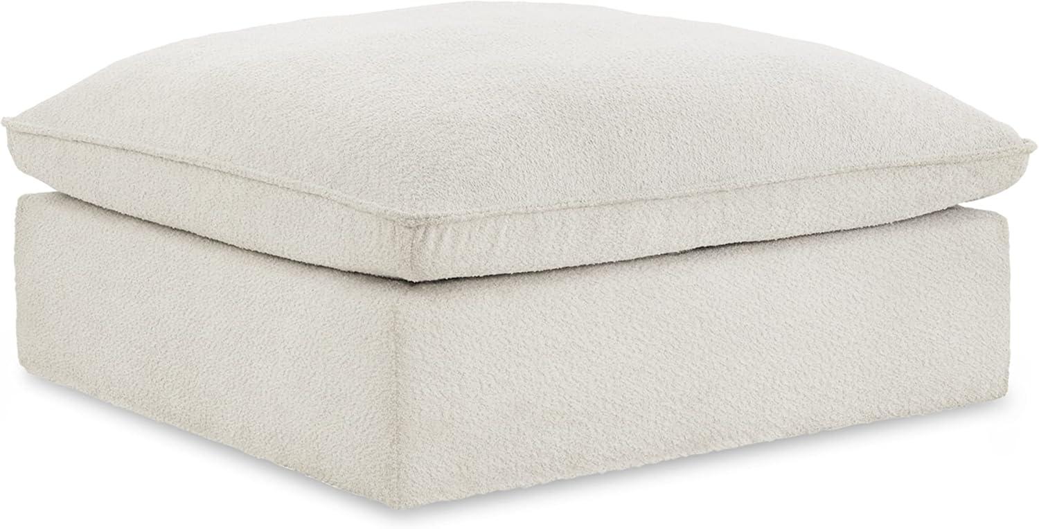 Contemporary Beige 44" Square Upholstered Storage Ottoman