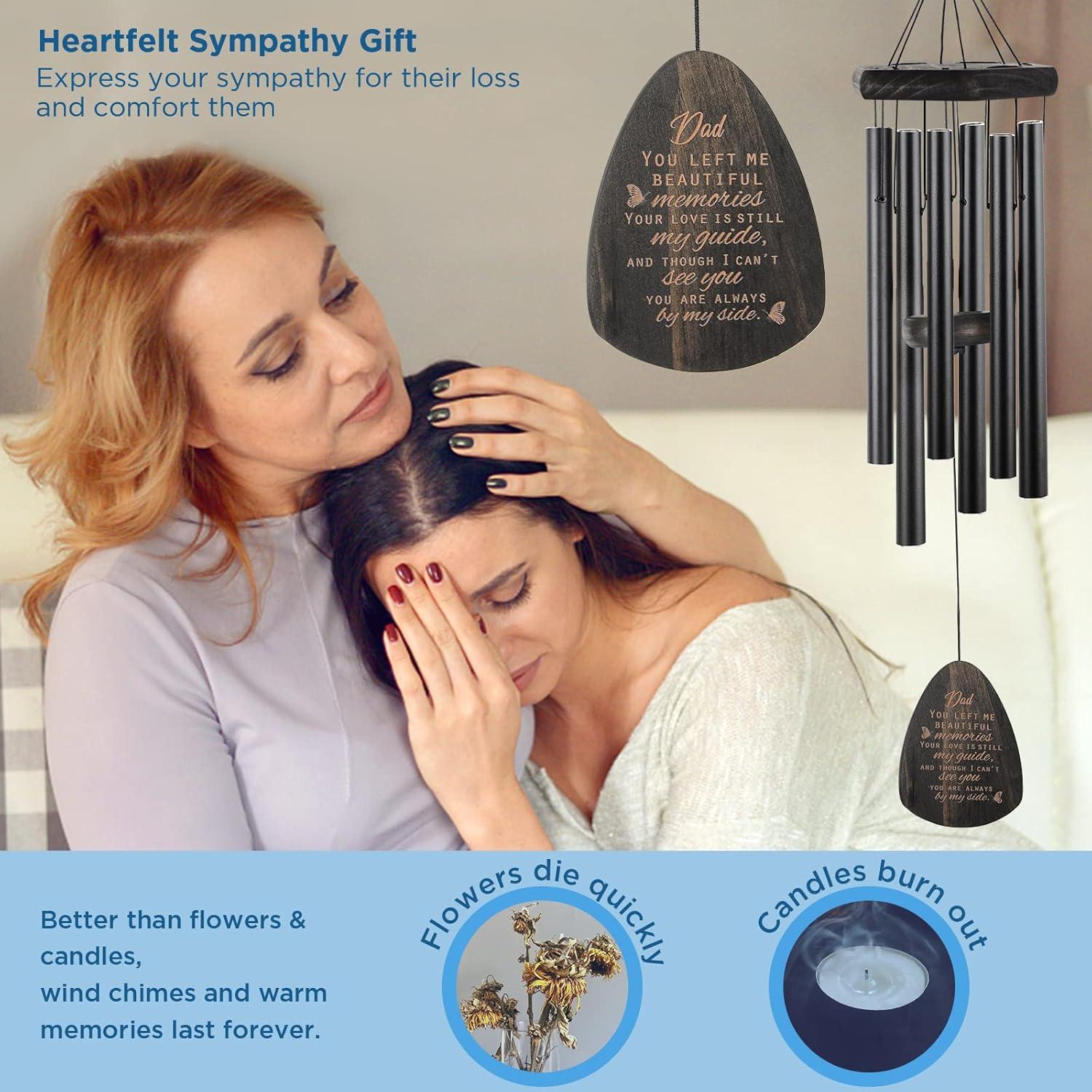 Sympathy Gifts for Loss of Loved One 32" Memorial Wind Chimes for Loss of Loved One Bereavement Condolence Gifts Sympathy Windchimes Memory Wind Chime with Memorial Card