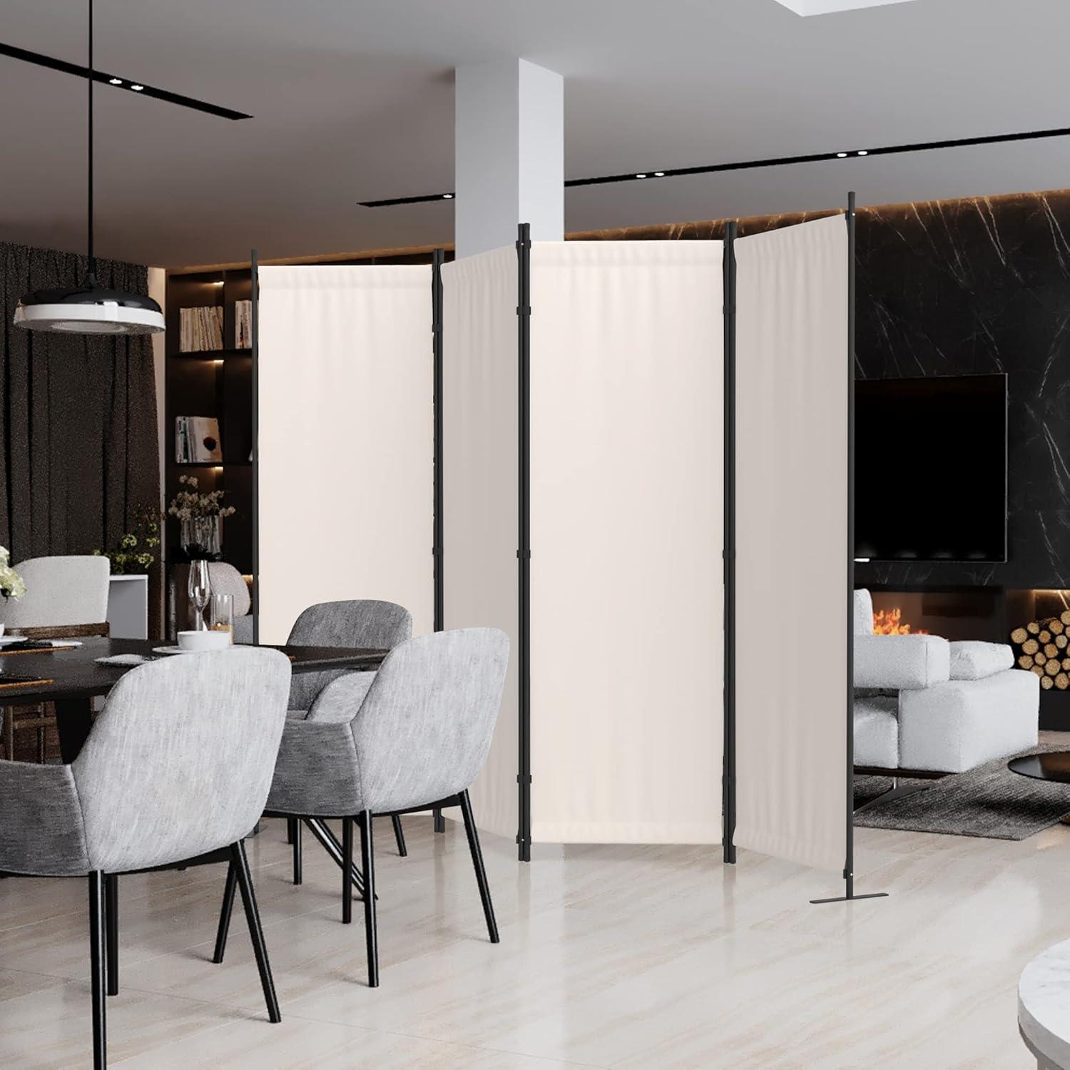 Room Divider Folding Privacy Screens 4 Panel Partitions 88" Dividers Portable Separating for Home Office Bedroom Dorm Decor (Grey)