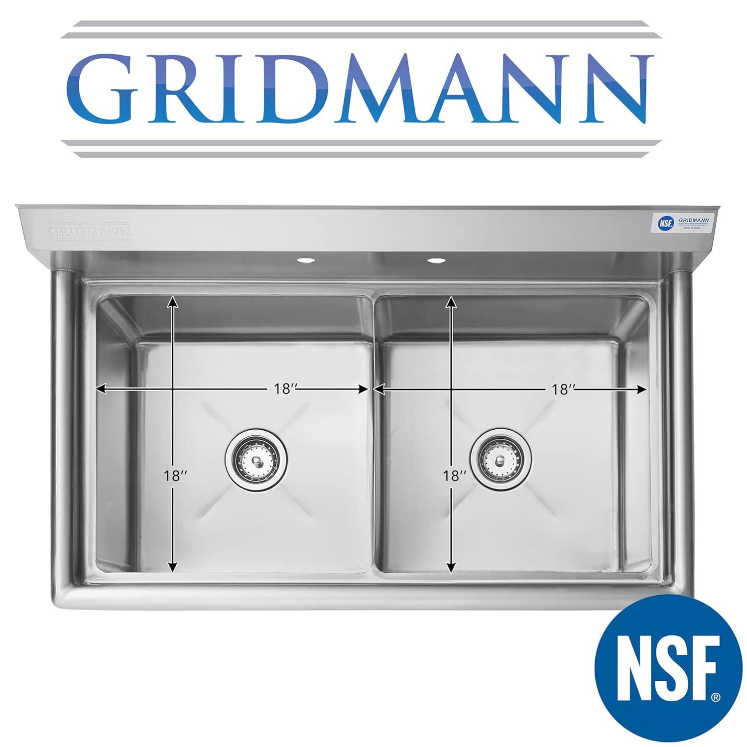 NSF Stainless Steel 2 Compartment Prep Sink By GRIDMANN