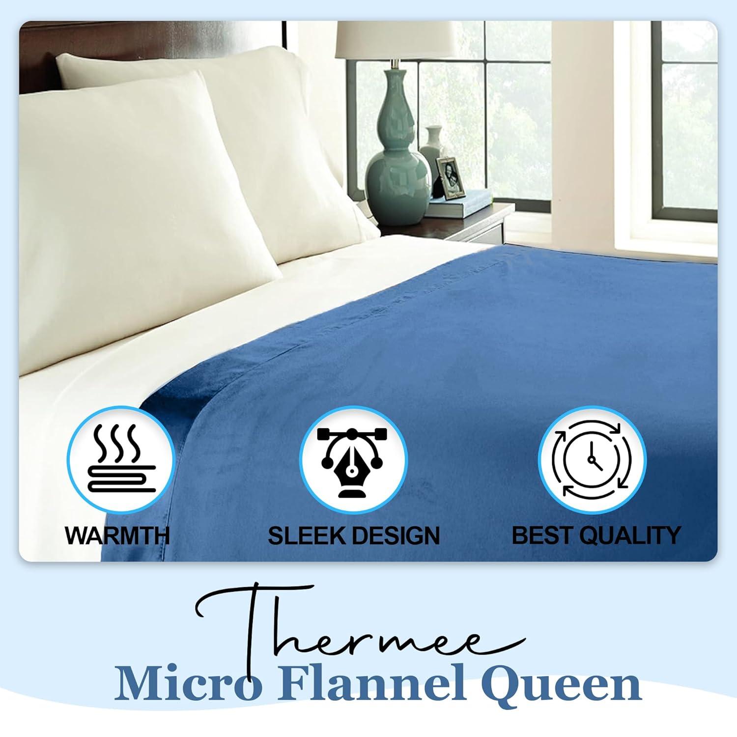 Thermee Micro Flannel Full/Queen Size Blankets, Lightweight All Seasons Cozy Blanket, Throw Blankets for Home and Living Room, Comfy & Soft Blanket for Couch, Machine Wash, No Pilling - Acorn