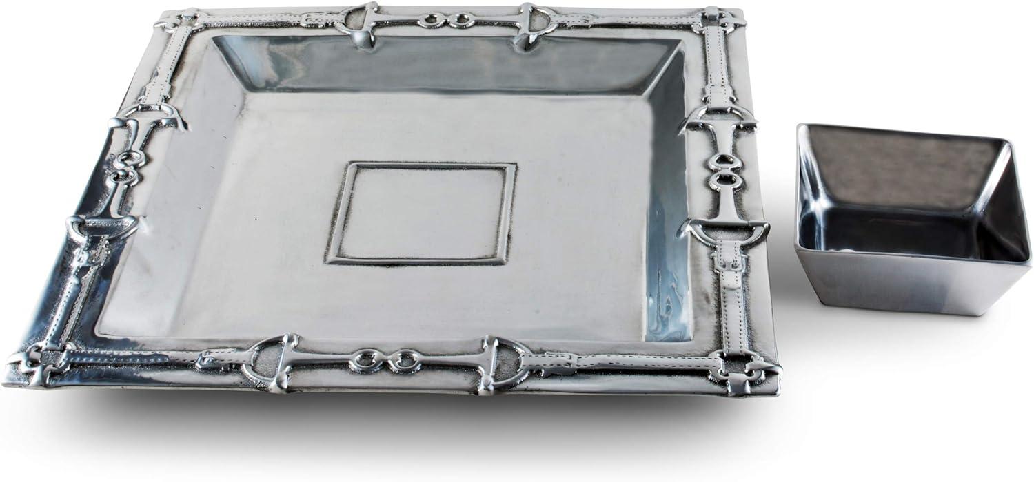 Equestrian Aluminum Square Chip and Dip Platter