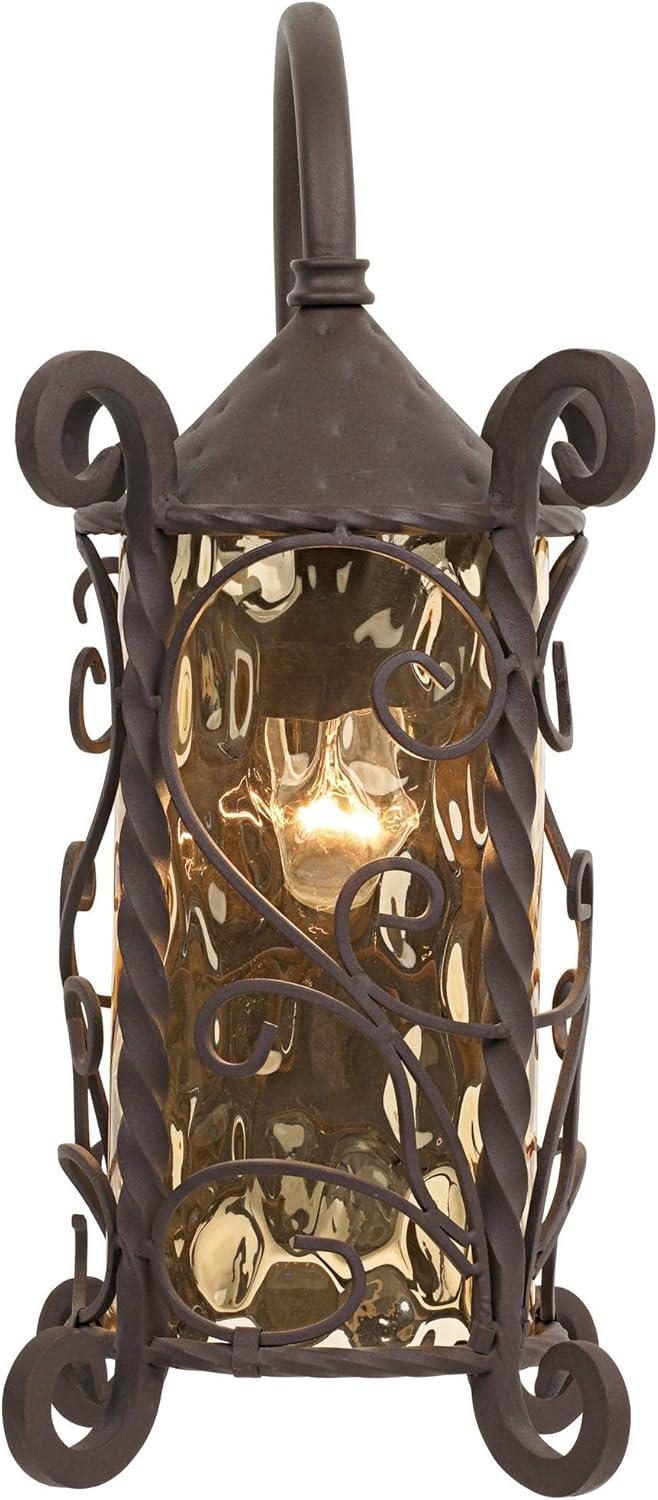 John Timberland Casa Seville Rustic Wall Light Sconce Dark Walnut Hardwire 7 3/4" Fixture Hammered Champagne Glass for Bedroom Bathroom Vanity Reading
