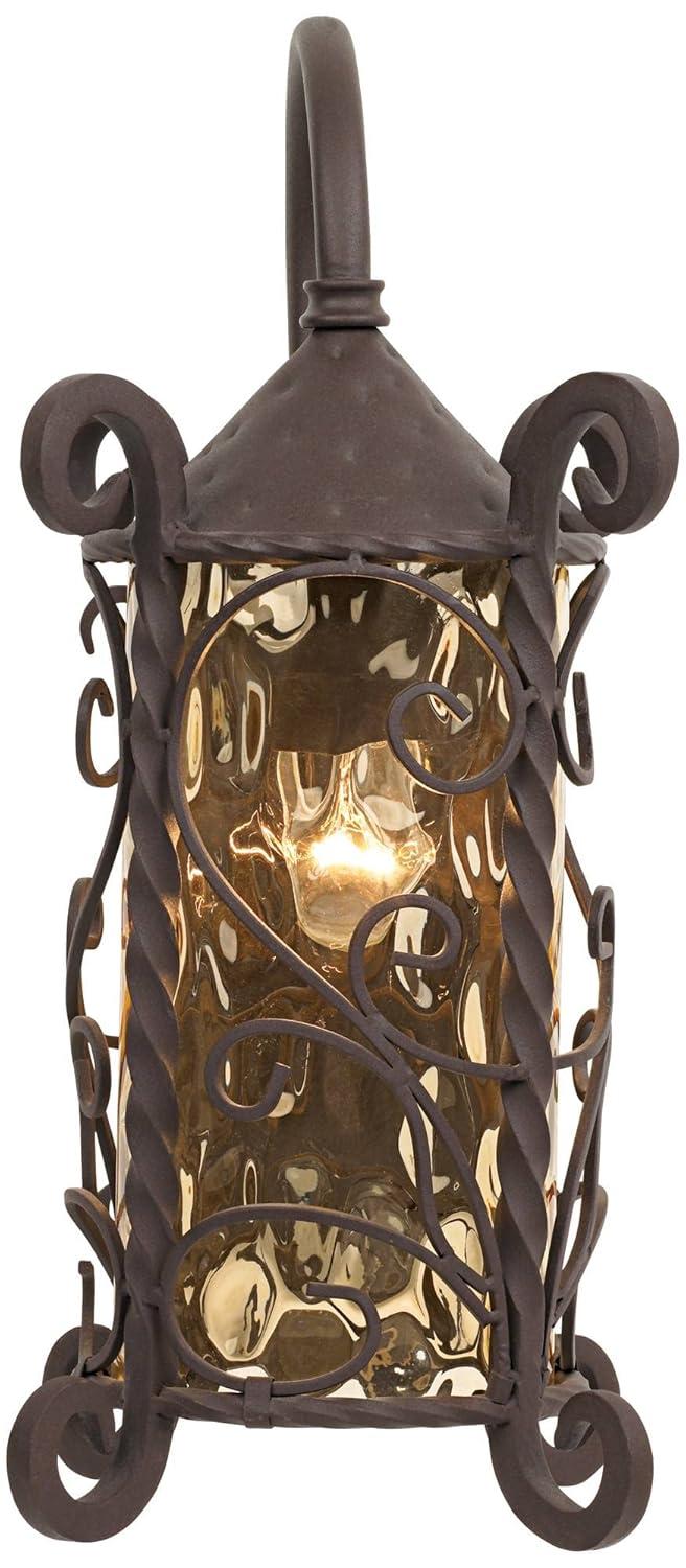 John Timberland Casa Seville Rustic Wall Light Sconce Dark Walnut Hardwire 7 3/4" Fixture Hammered Champagne Glass for Bedroom Bathroom Vanity Reading