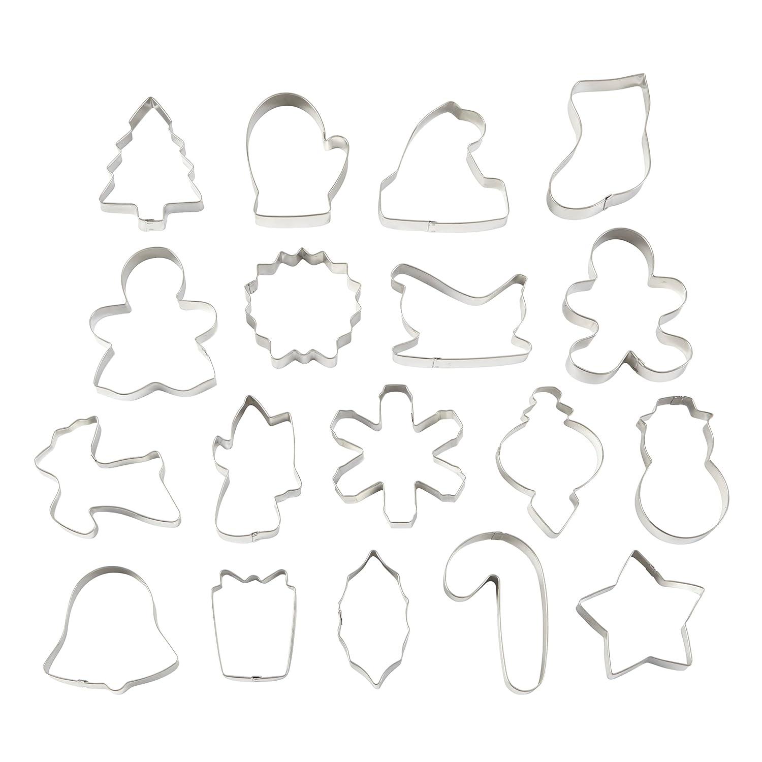 Wilton 18pc Cookie Cutter Bucket: Tinplate, Hand Wash, Gray, 5.6" Height, 5.7" Width, 5.5" Depth, 0.64 lbs