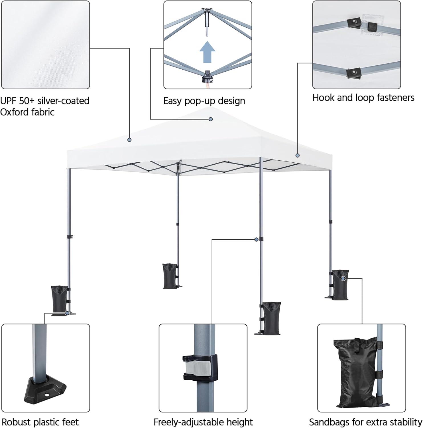 Yaheetech 10x10ft Pop-up Canopy with One-Push-To-Lock Setup Mechanism