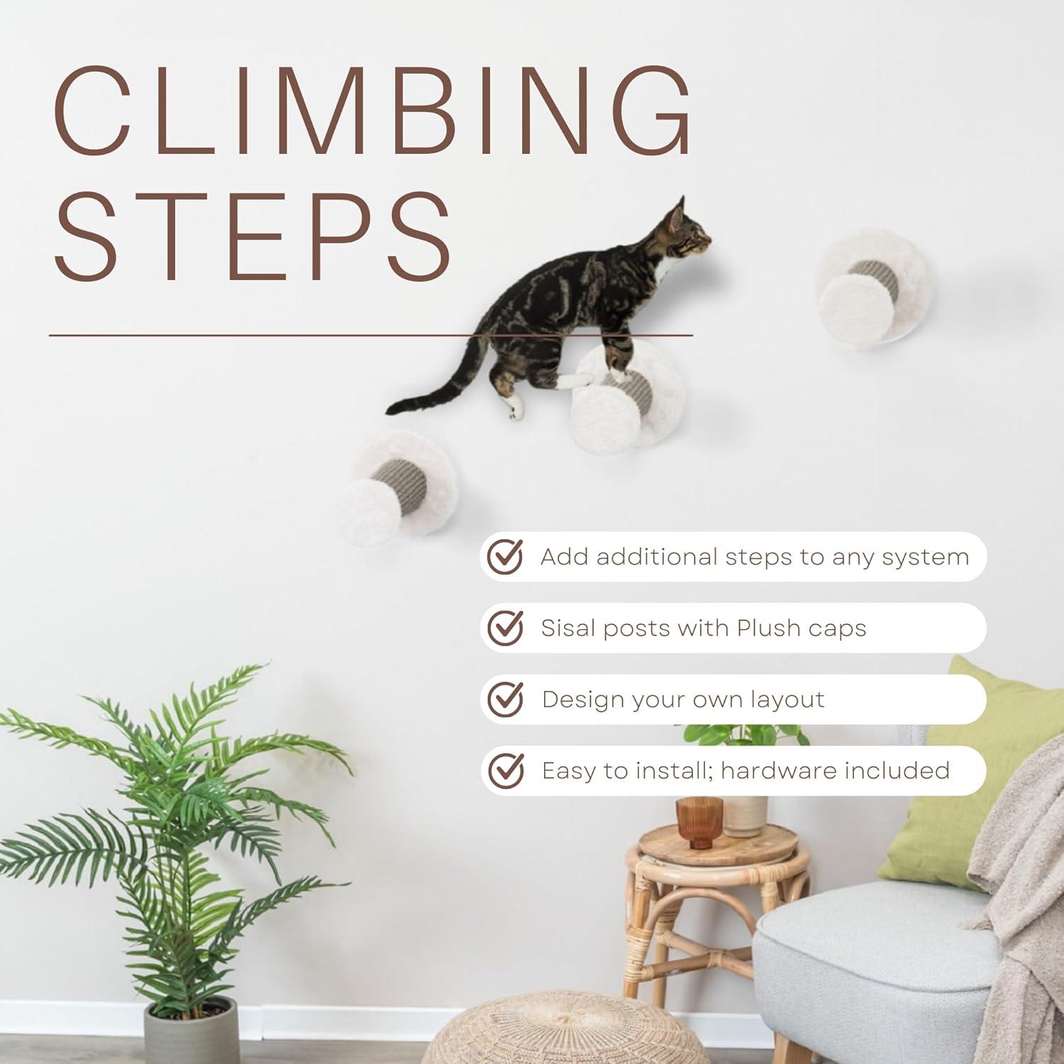 TRIXIE TRIXIE Wall Mount Cat Climbing Steps, Cat Furniture, Scratching Post, 3pcs