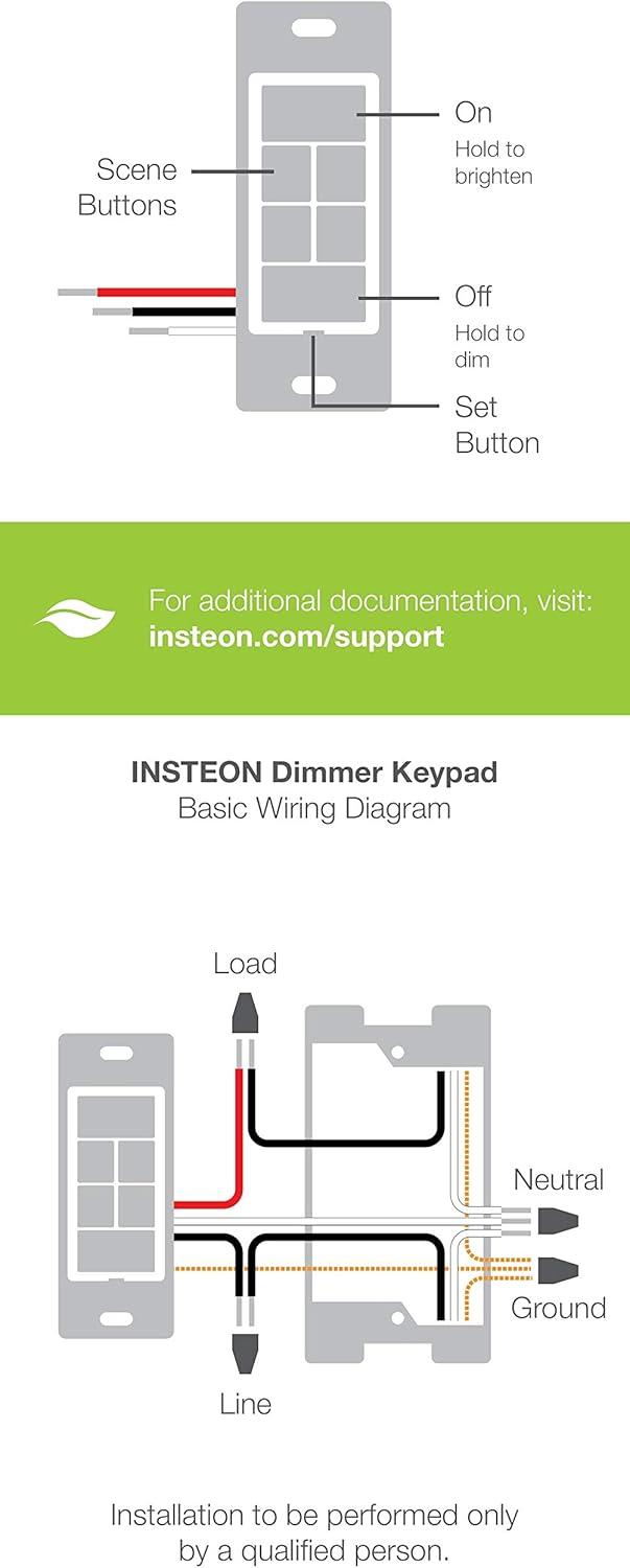 Insteon Smart Dimmer 6-Button Keypad, KeypadLinc in-Wall Controller, 2334-232 (White) - Insteon Hub Required for Voice Control with Alexa & Google Assistant