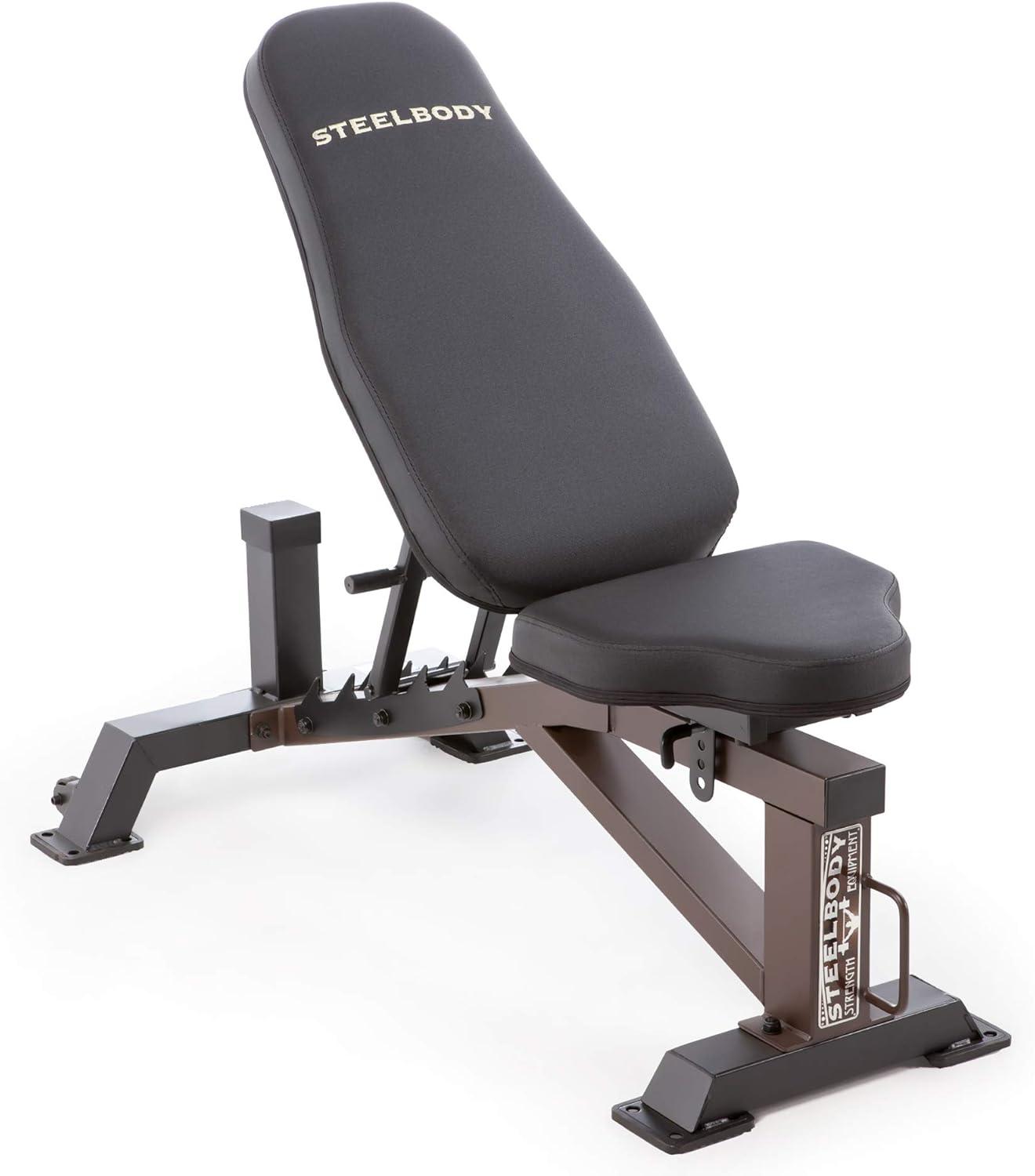 Deluxe 6-Position Black-Brown Utility Weight Bench with Vinyl Padding