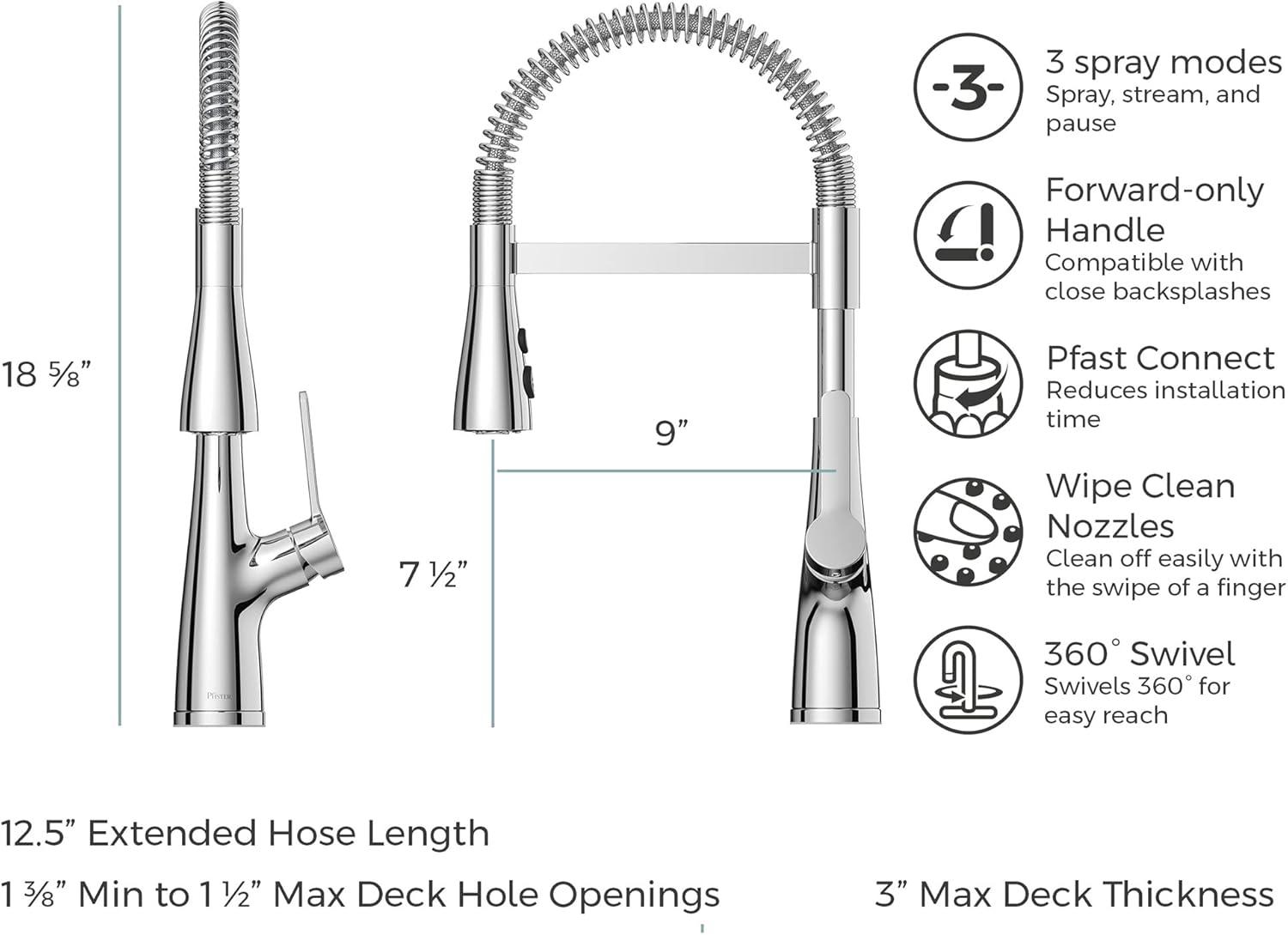 Pfister LG529NECS Neera Culinary Look Pull Down Single Handle Kitchen Faucet