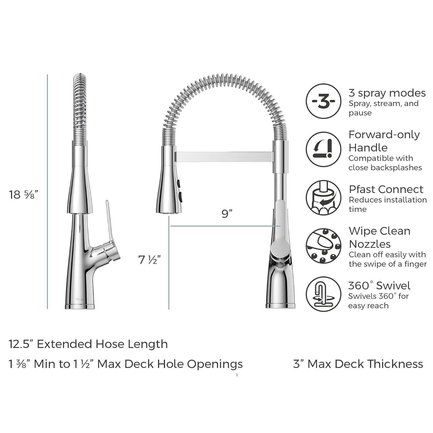 Pfister LG529NECS Neera Culinary Look Pull Down Single Handle Kitchen Faucet