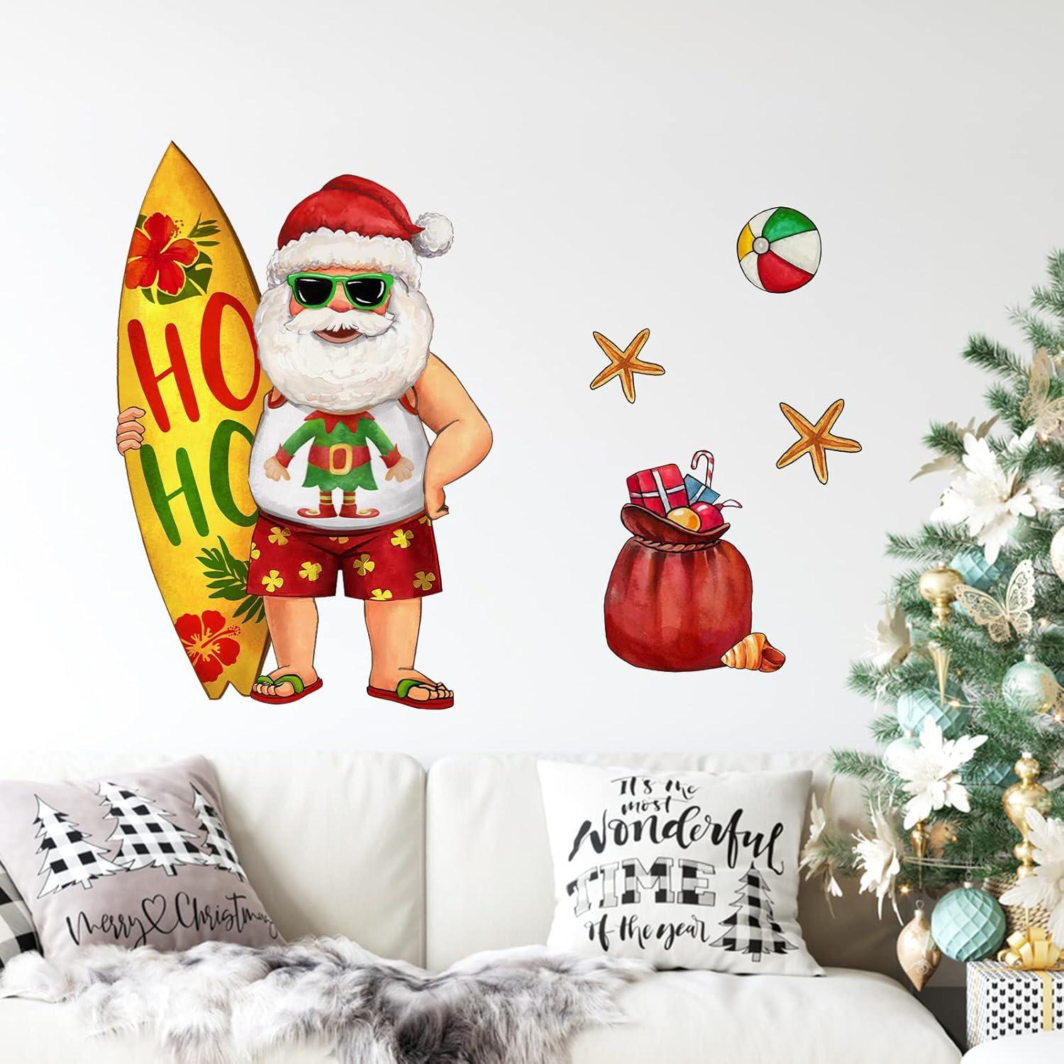 Hawaiian Christmas Santa Claus Wall Decals for Kids