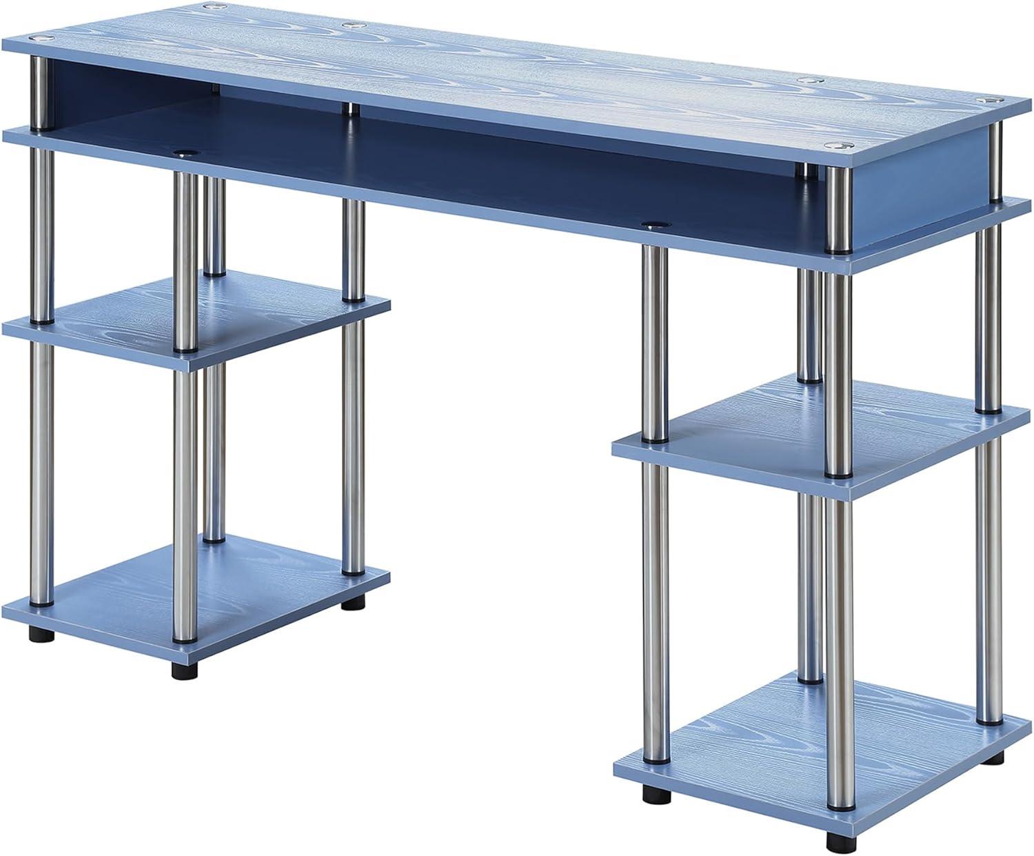 Convenience Concepts Designs2Go No-Tools Student Desk in Blue Wood Finish