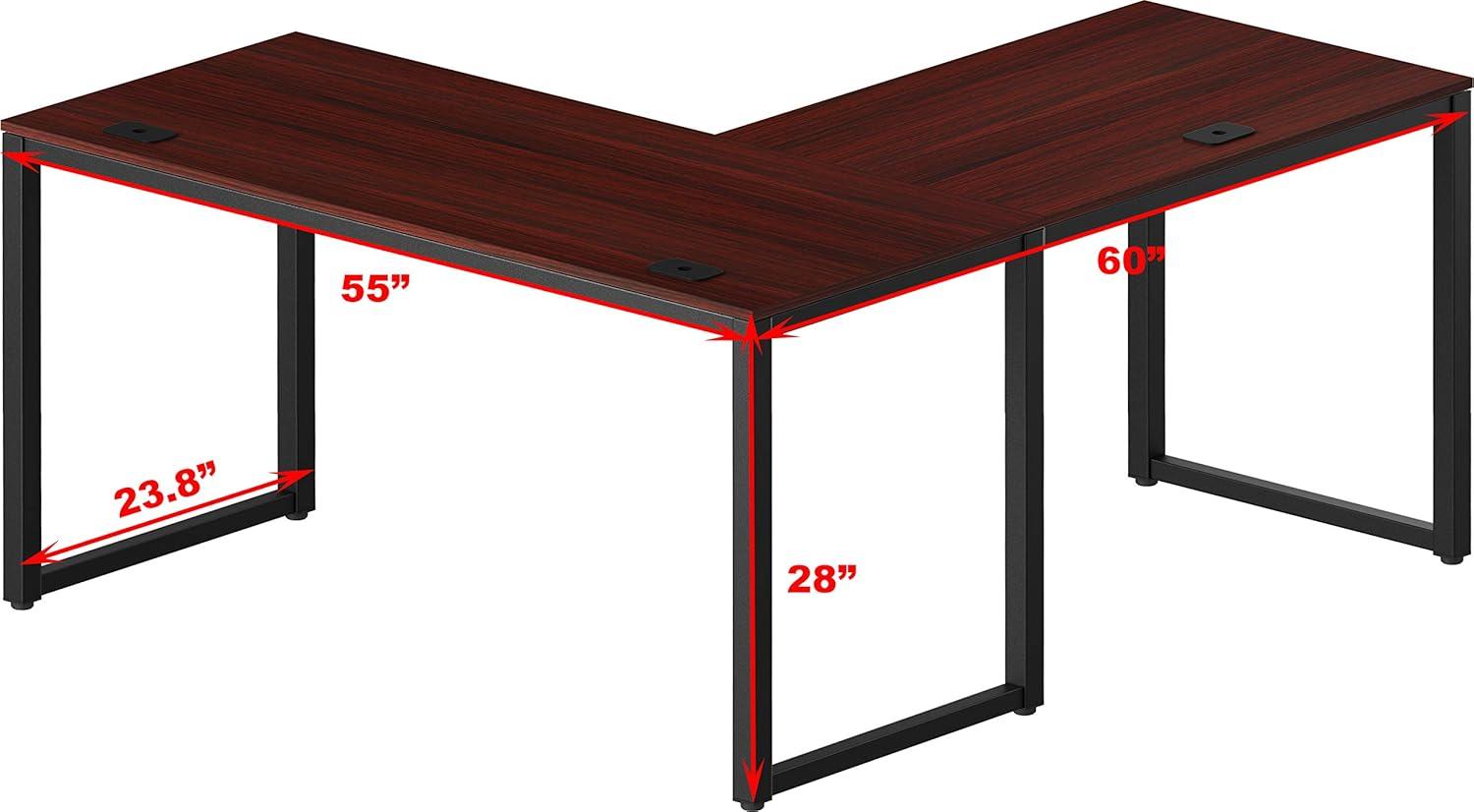 SHW Commercial-Grade L Shaped 55" x 60" Corner Office Computer Desk, Cherry