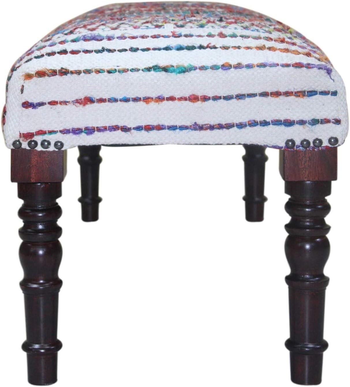 Colorful Chevron and Striped Chindi Bench with Storage