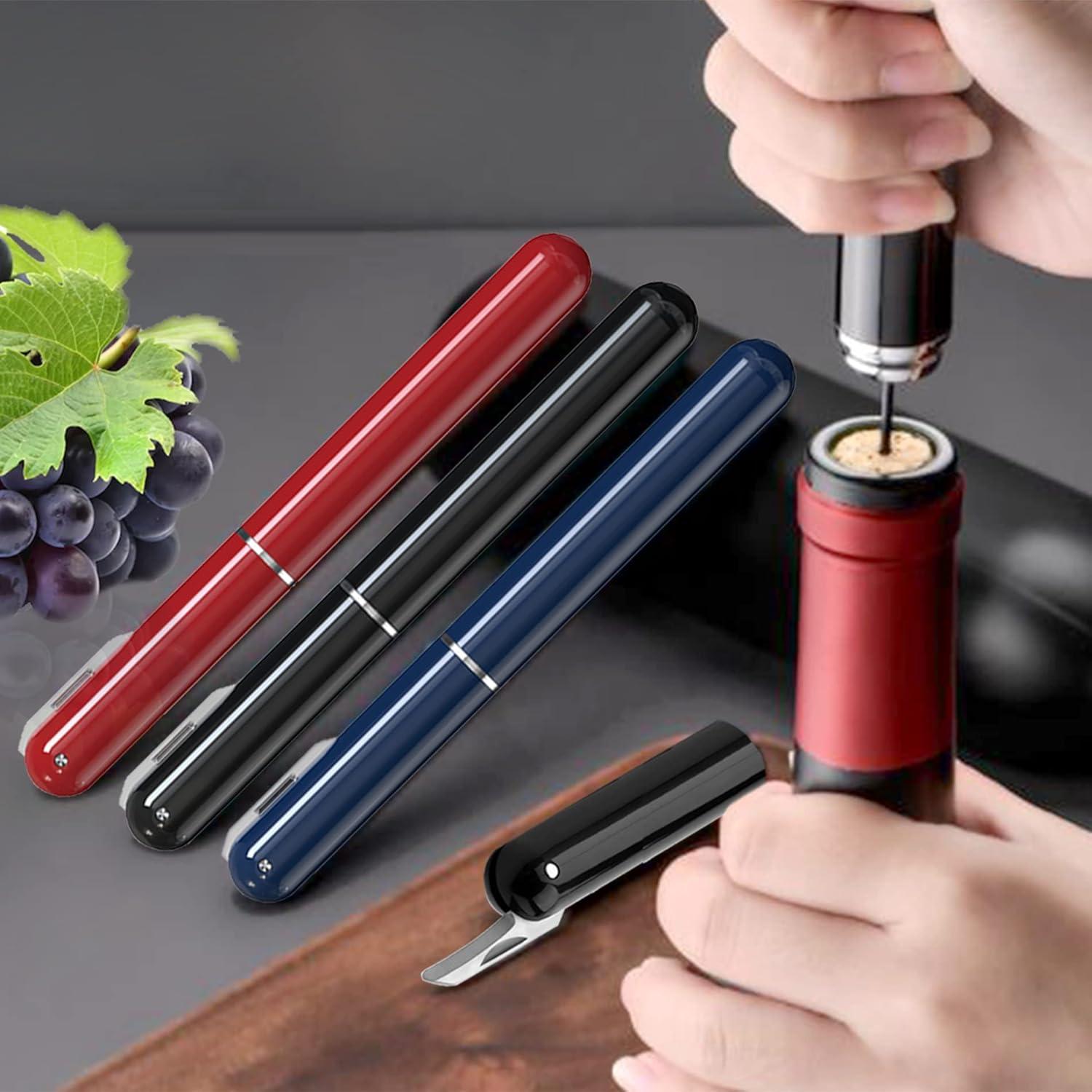 Wine Bottle Opener,Air Pressure Wine Corkscrew With Cutting Wine Bottle Foil Knife,Effortlessly Open Wine Bottles Without Damaging Corks,Easy-to-Use(Black)