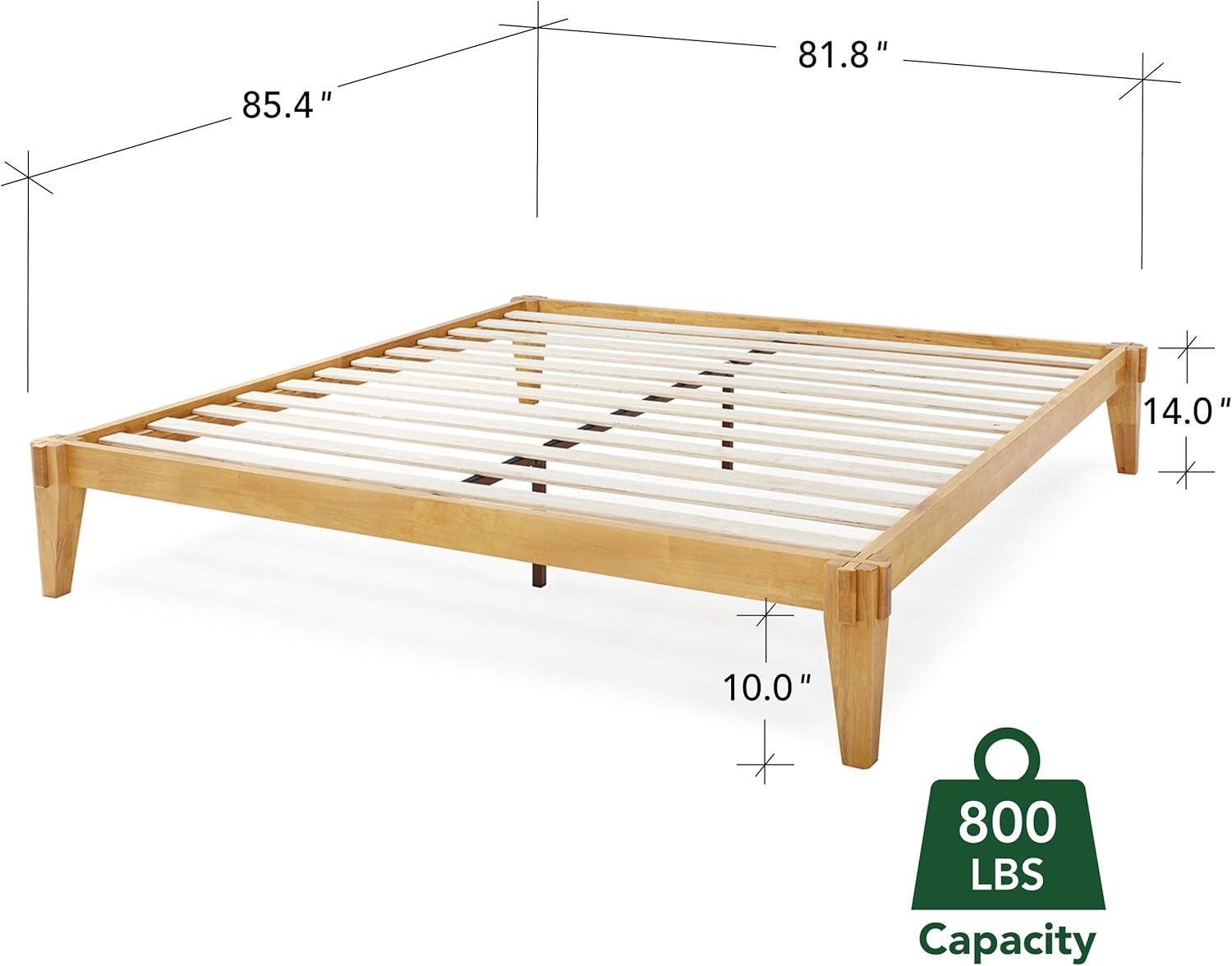 Natural Wood King Platform Bed Frame with Storage