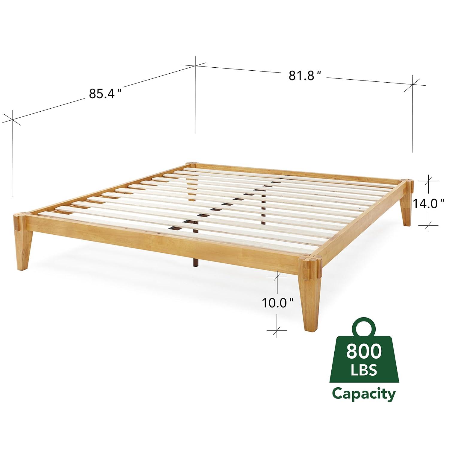 Natural Wood King Platform Bed Frame with Storage