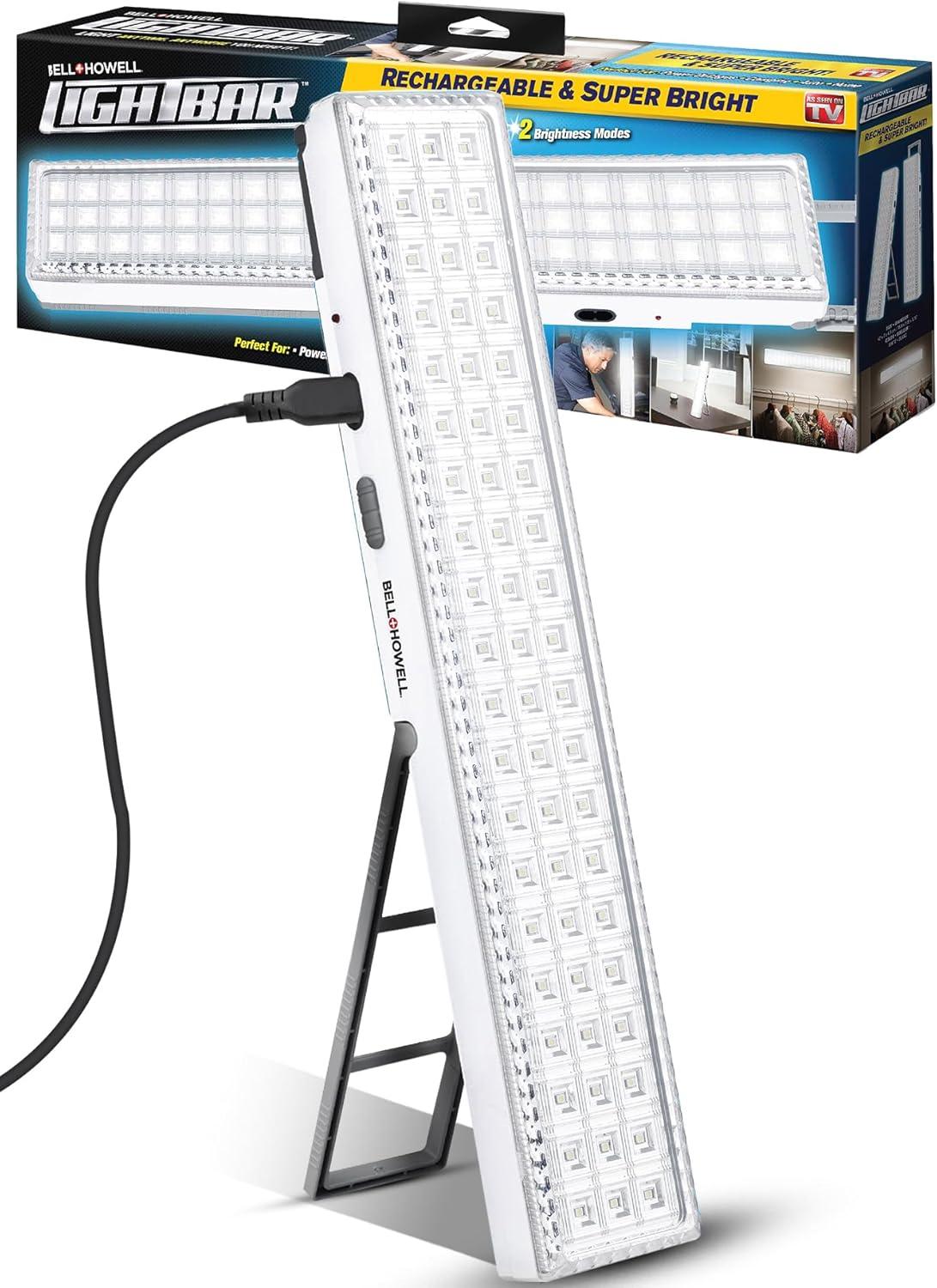 Bell+Howell Light Bar, 720-Lumens Rechargeable Portable Lamp with Folding Stand and Hanger