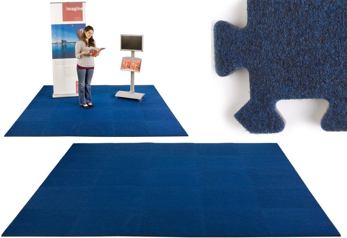 Trade Show Flooring, Navy Blue Carpeted Foam Core, 10ft x 10ft, Portable (TS10NBLEC)