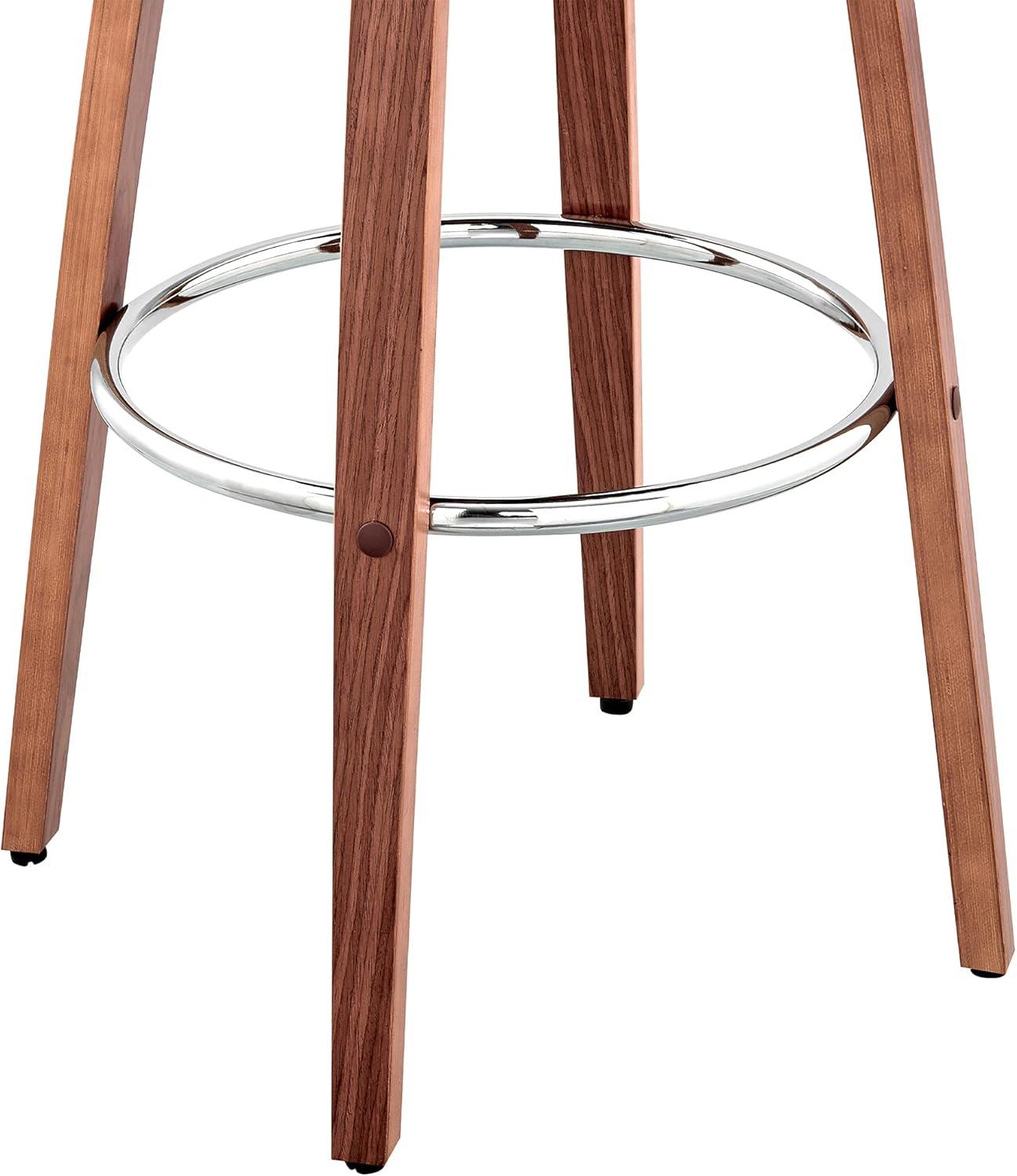 Daxton 30" Cream Faux Leather and Walnut Wood Bar Stool