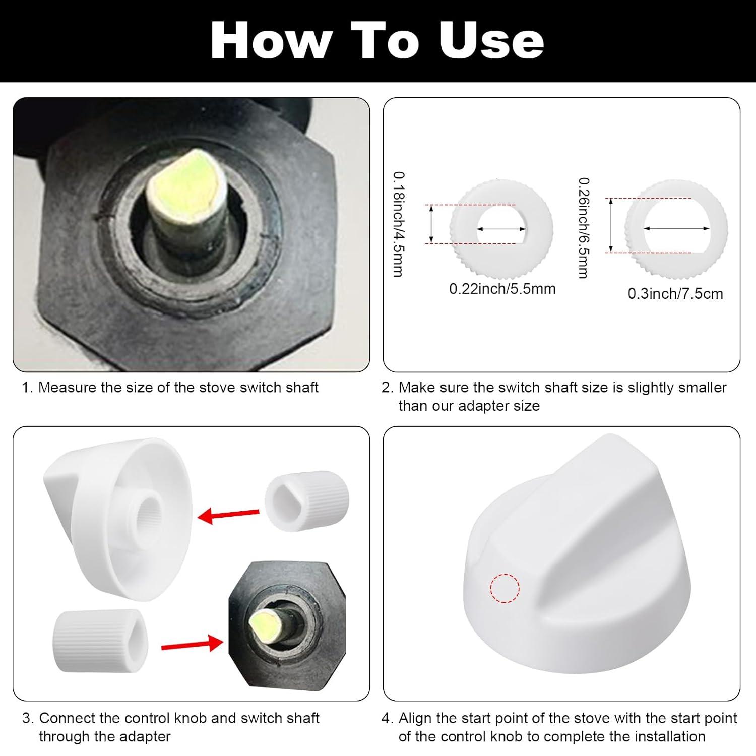 Myenne 4 Pack Oven Control Switch Knobs With 12 Adapters Universal Stove Knobs Replacements Burner Range Knobs For Oven Stove Range Black