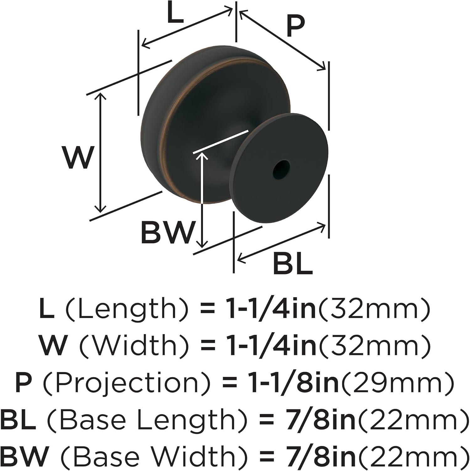 Amerock Renown Cabinet or Furniture Knob, 1-1/4 inch (32mm) Diameter