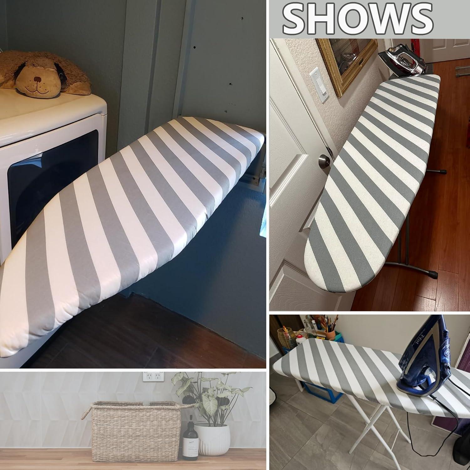 SheeChung 49"x15" Ironing Board Cover and Pad - with Elasticized Edges and 2 Connecting Straps,Premium Heavy Duty 4-Layer Silicone Coated Cover,Heat Reflective,Scorch Resistant