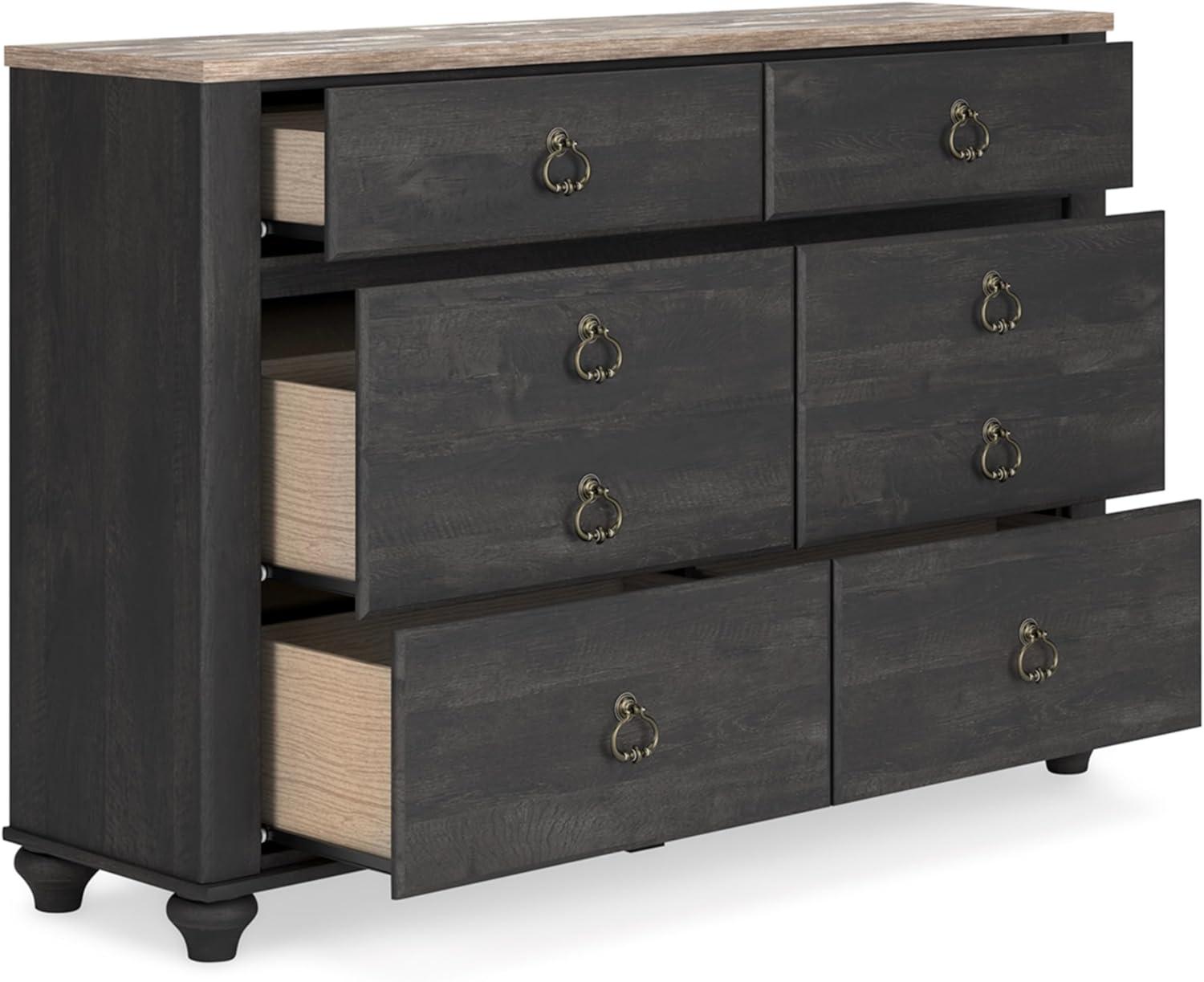 Nanforth Gray and Light Brown 6-Drawer Traditional Dresser