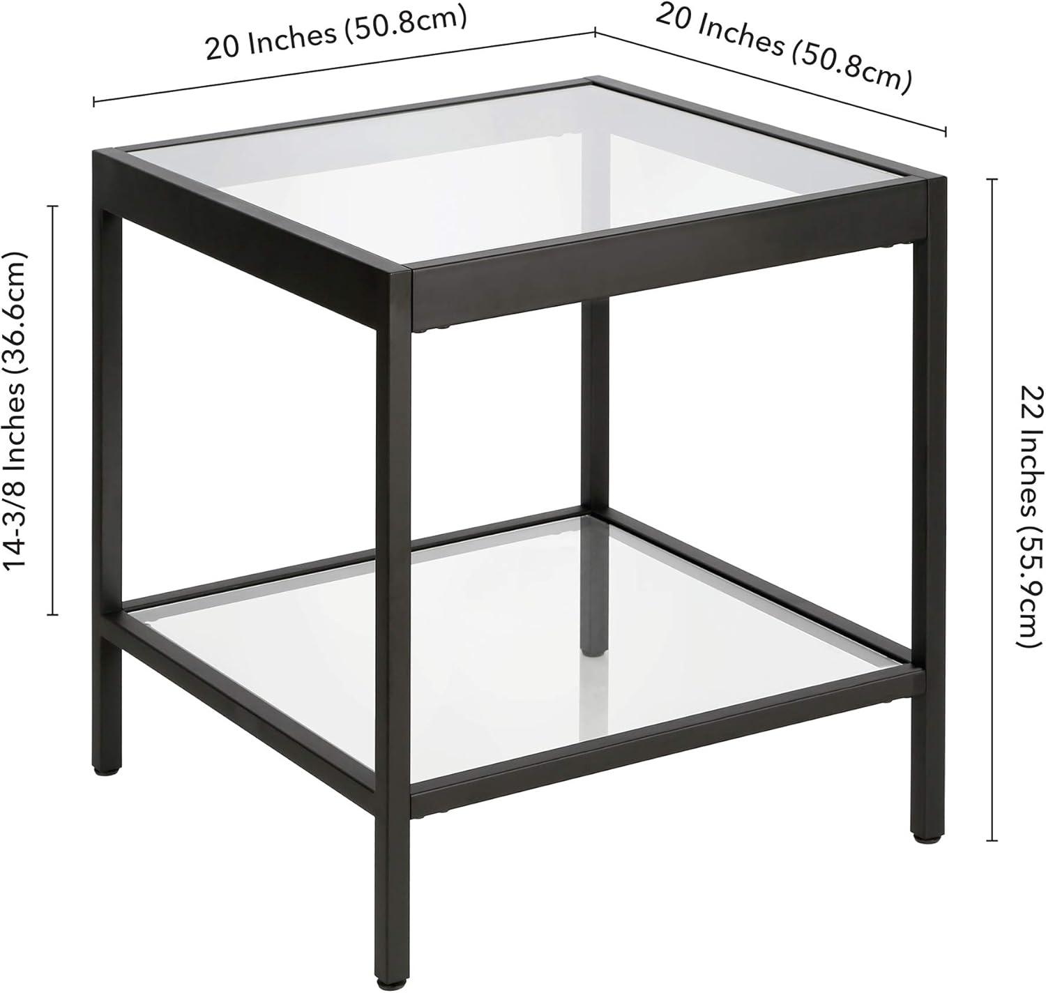 Evelyn&Zoe Alexis 20" Wide Square Side Table, Blackened Bronze