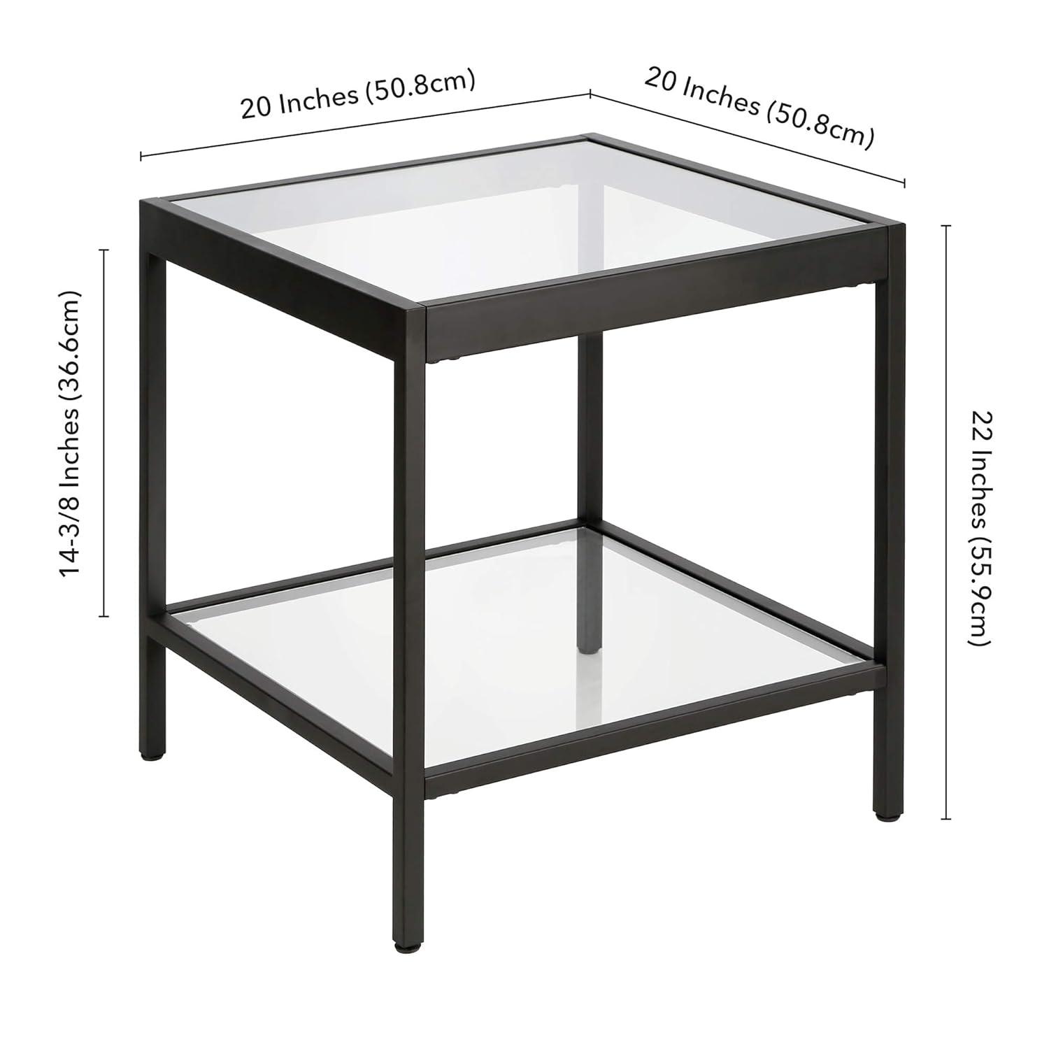 Evelyn&Zoe Alexis 20" Wide Square Side Table, Nickel