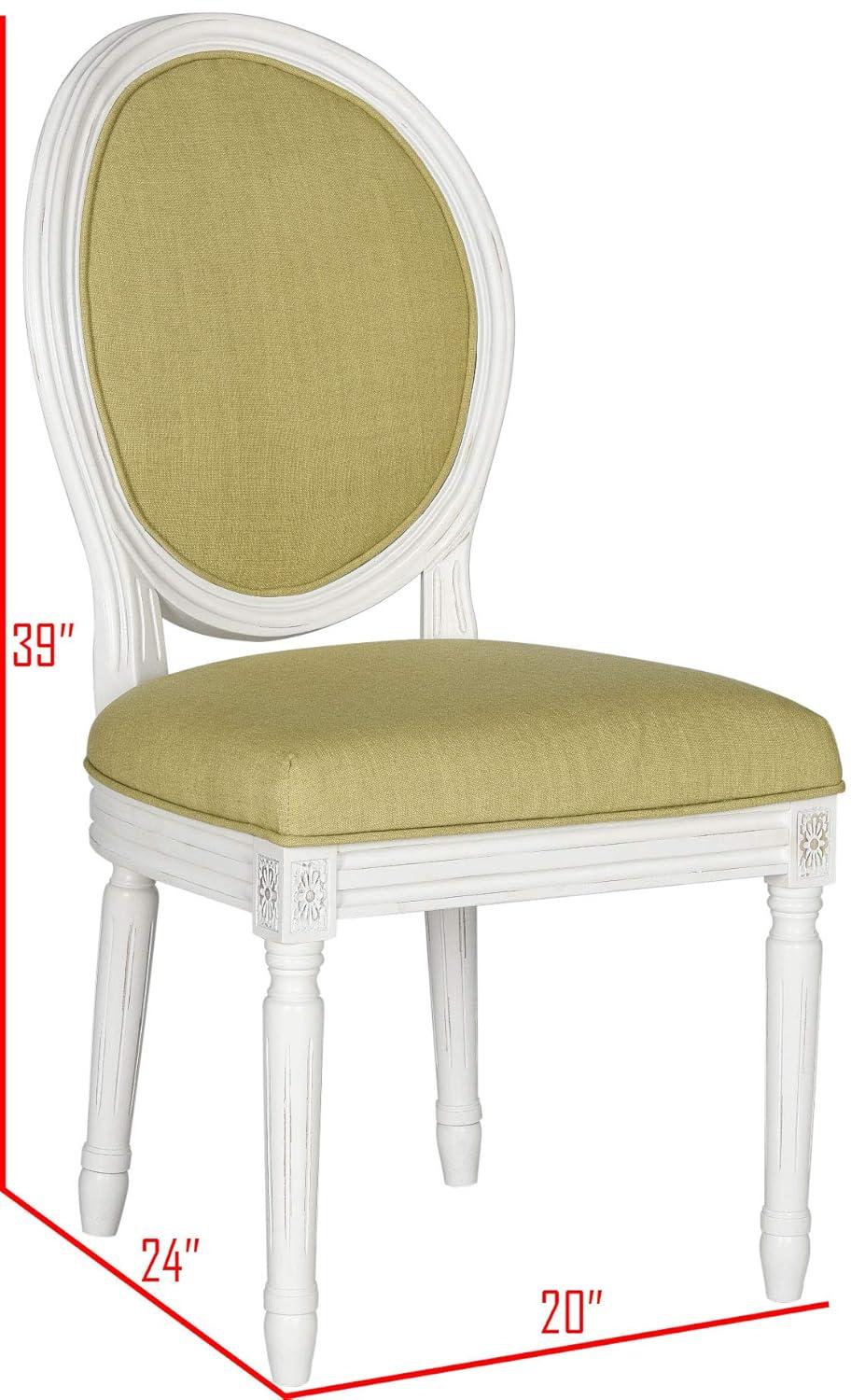 Holloway 19" H French Brasserie Oval Side Chair (Set of 2) - FOX6228 - Spring Green/Cream - Safavieh Couture