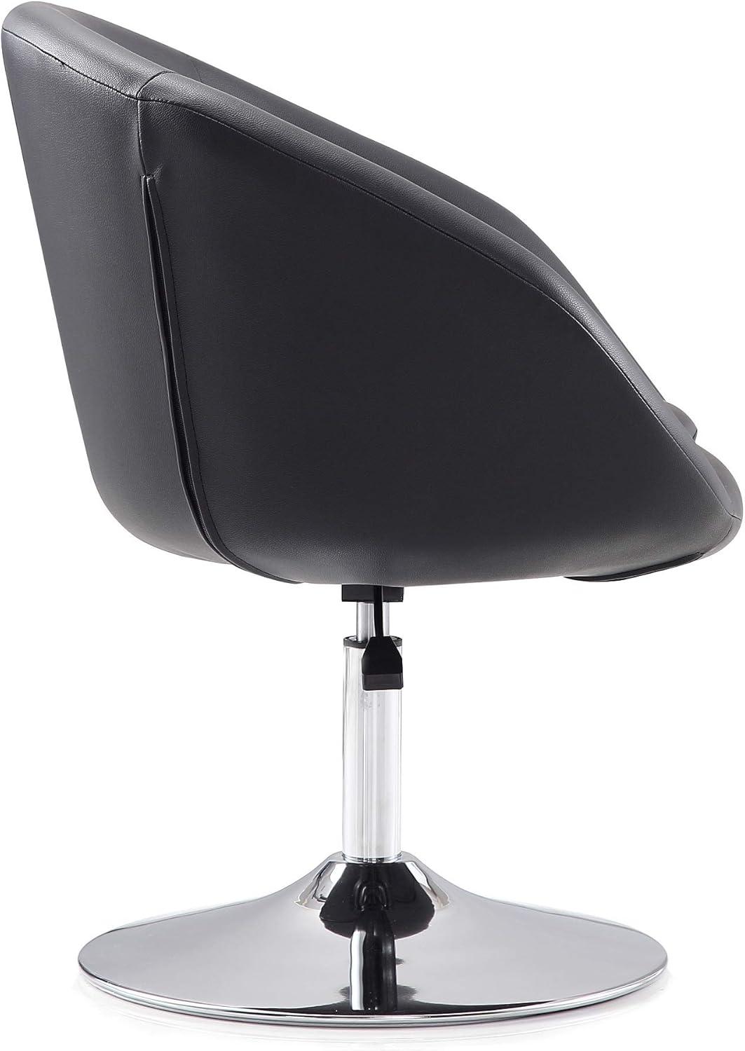 Black Faux Leather Swivel Chair with Chrome Base