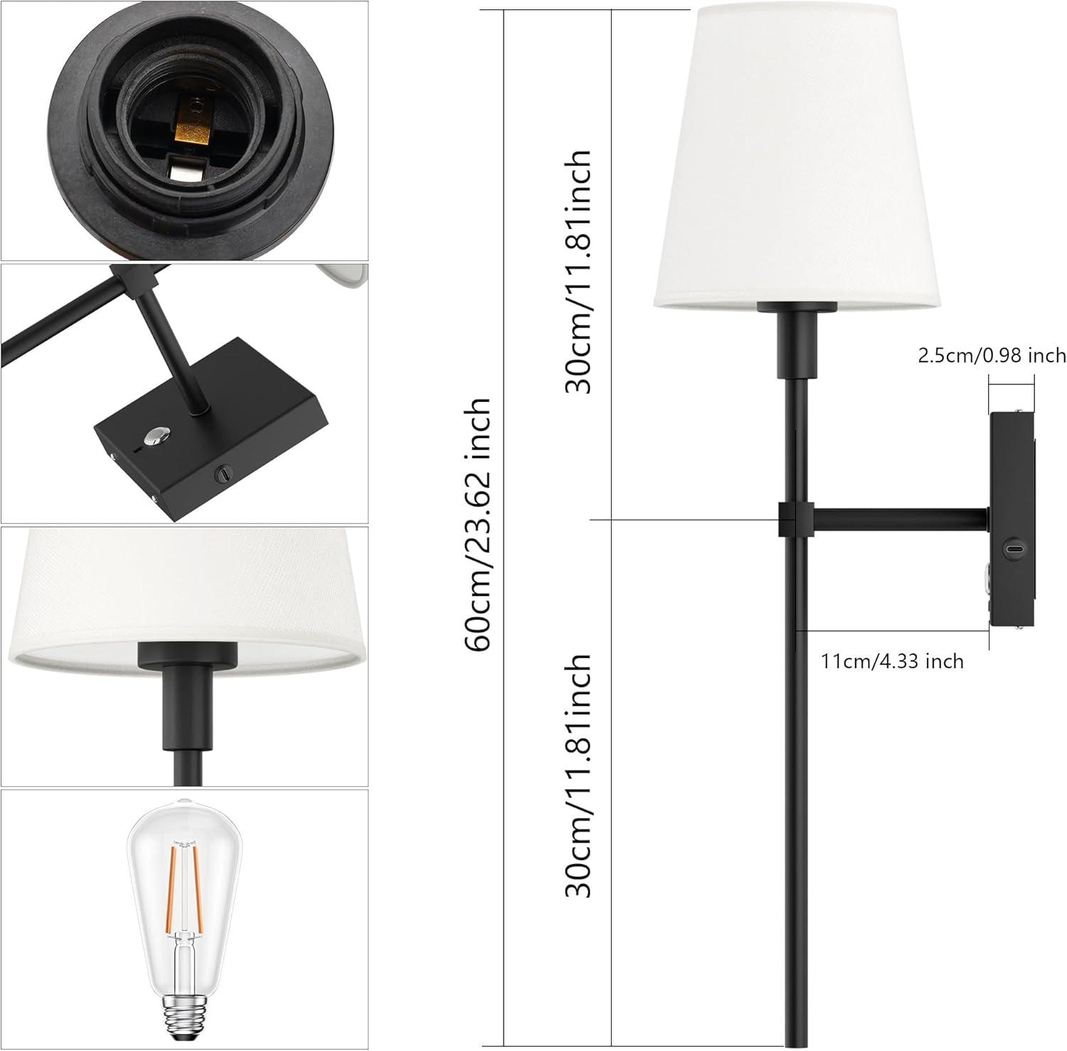 Battery Operated Black Wall Sconce Set Of 2,not Hardwired Fixture Wireless Wall Light ,dimmable Picture Sconces Cordless ,Easy To Install Battery Powered Lamp,for Bedroom, Lounge, Farmhouse Gallery
