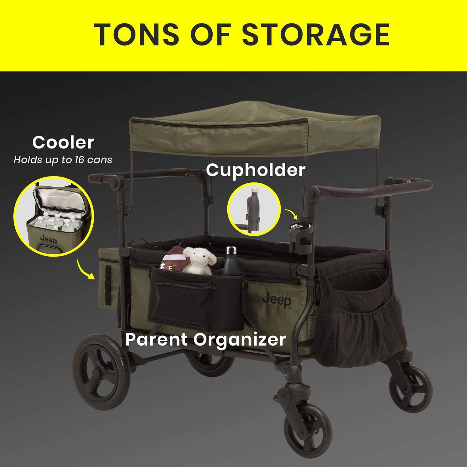 Delta Children Jeep Deluxe Wrangler Stroller Wagon with Cooler Bag and Parent Organizer by Delta Children