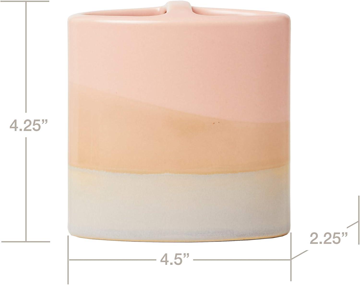 Saturday Knight Ltd Alanya Blush And Nautral Bath Toothbrush Holder - 4.25x2.31x4.49", Blush