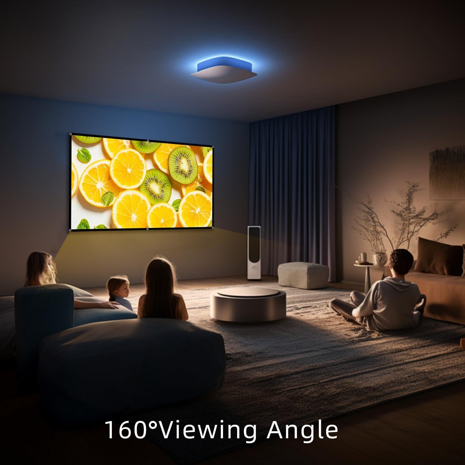 Outdoor Projector Screen Home 100 inch: Portable Anti-Crease Indoor Double-Sided Movie Screen 16:9 HD 4K