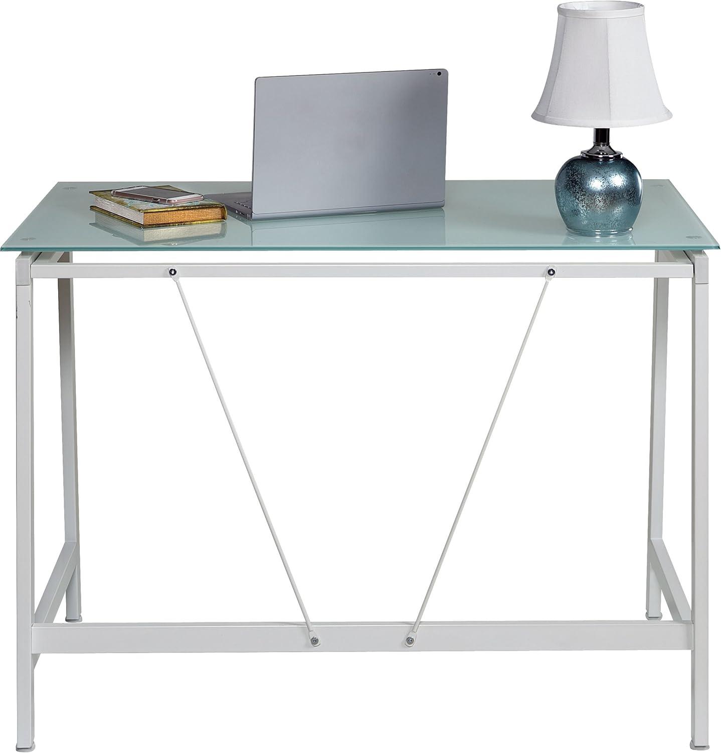 White Glass Top Minimalist Writing Desk